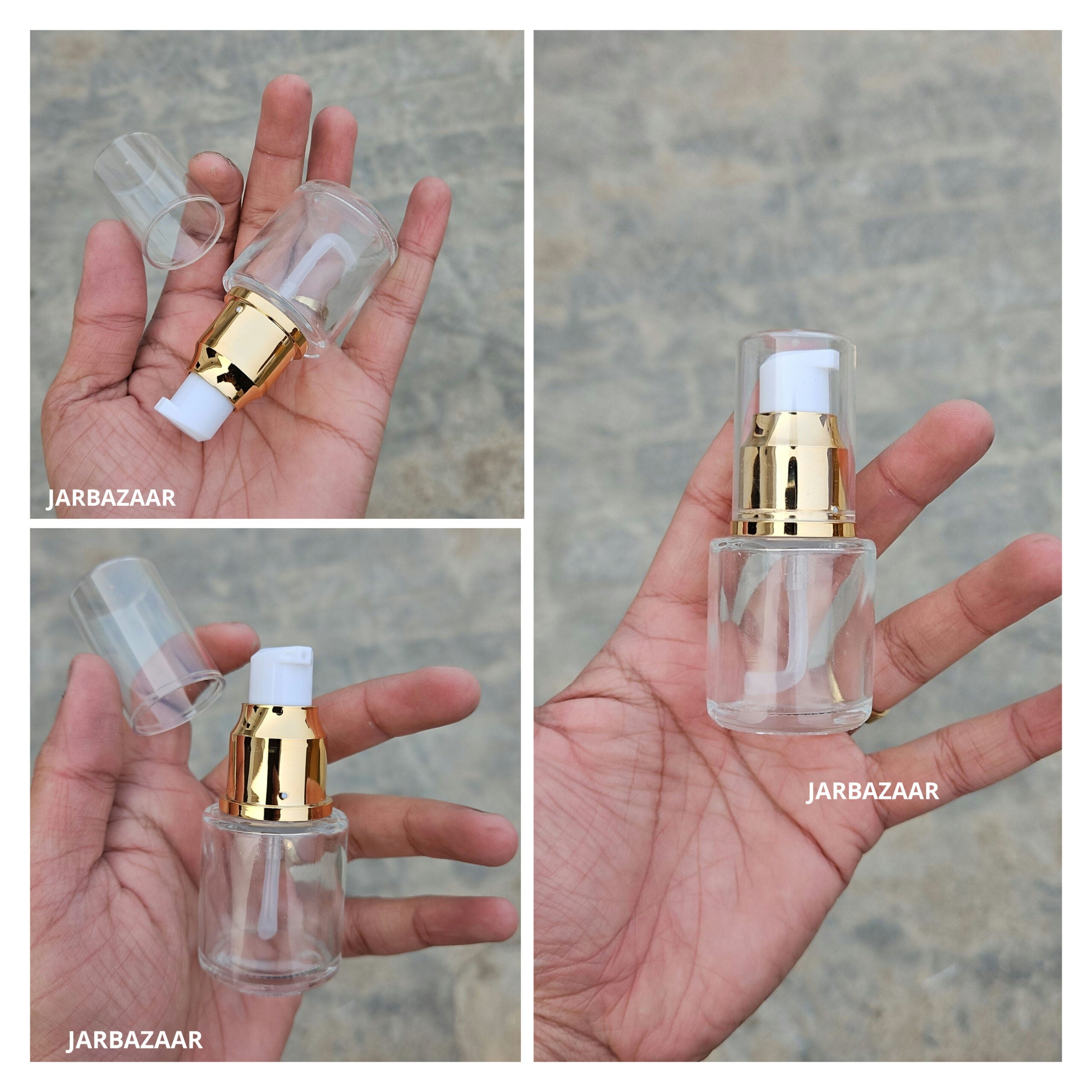 20 ML Transparent Flat Shoulder With Golden Pumps