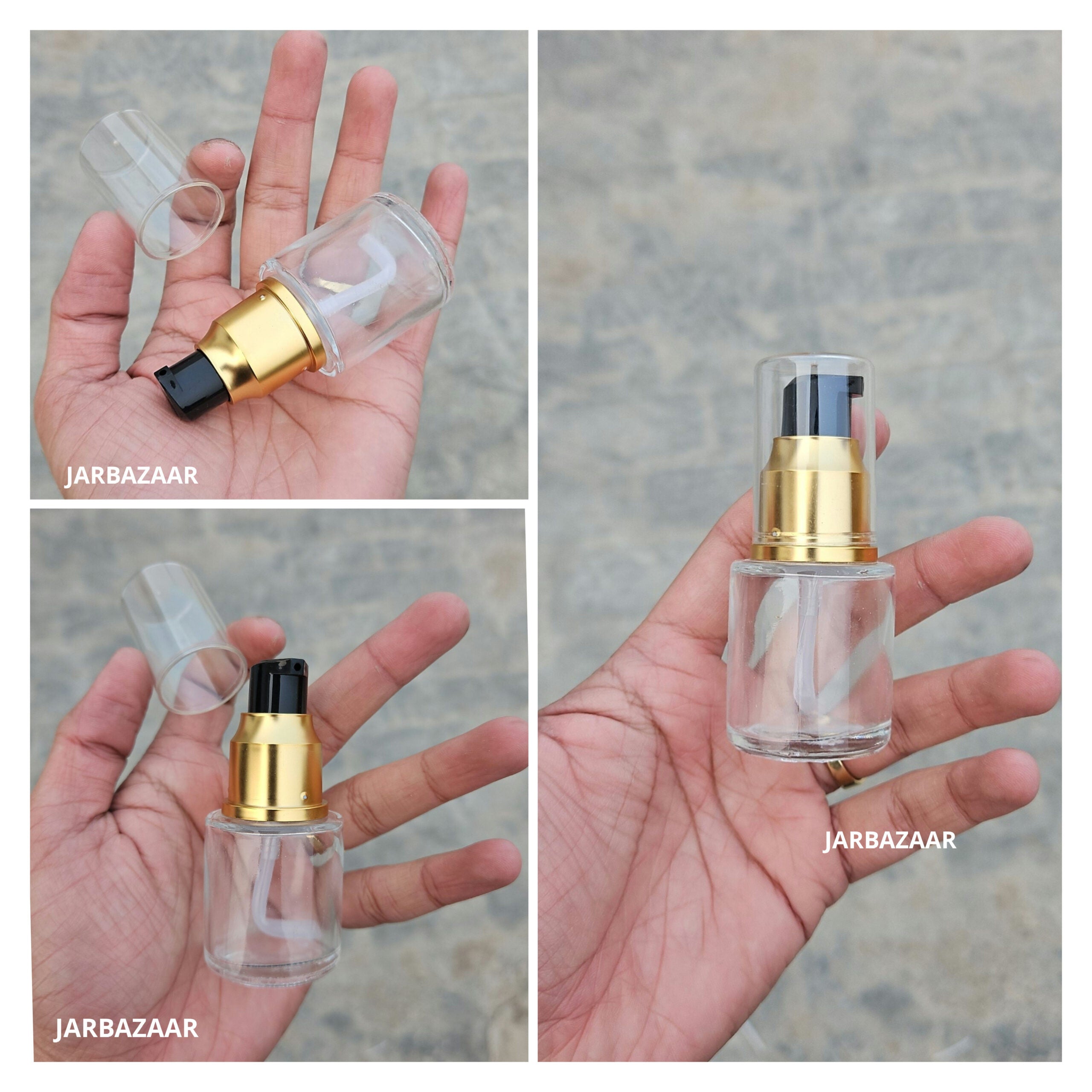 20 ML Transparent Flat Shoulder With Golden Pumps