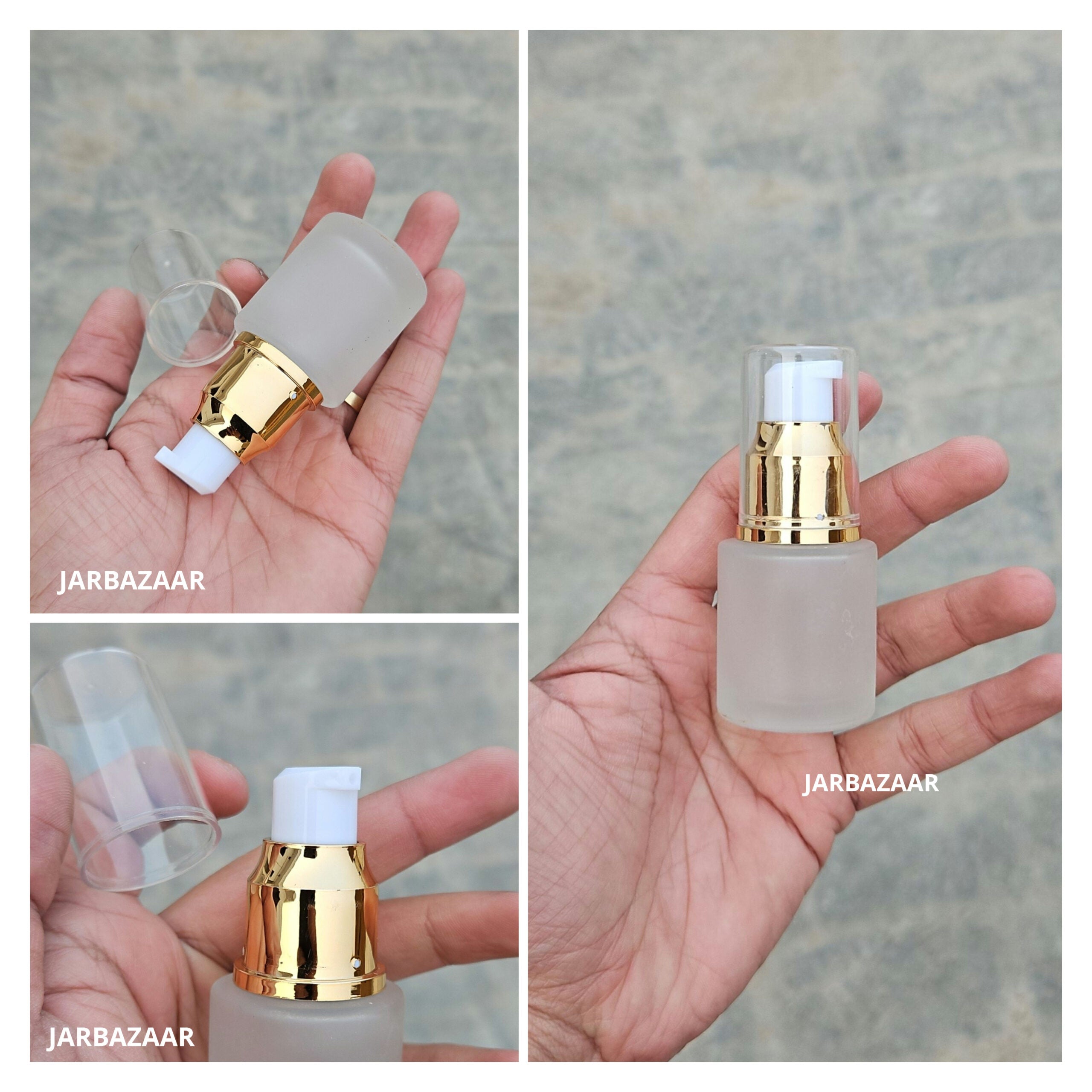 20 ML Clear Frosted Flat Shoulder With Golden Pumps