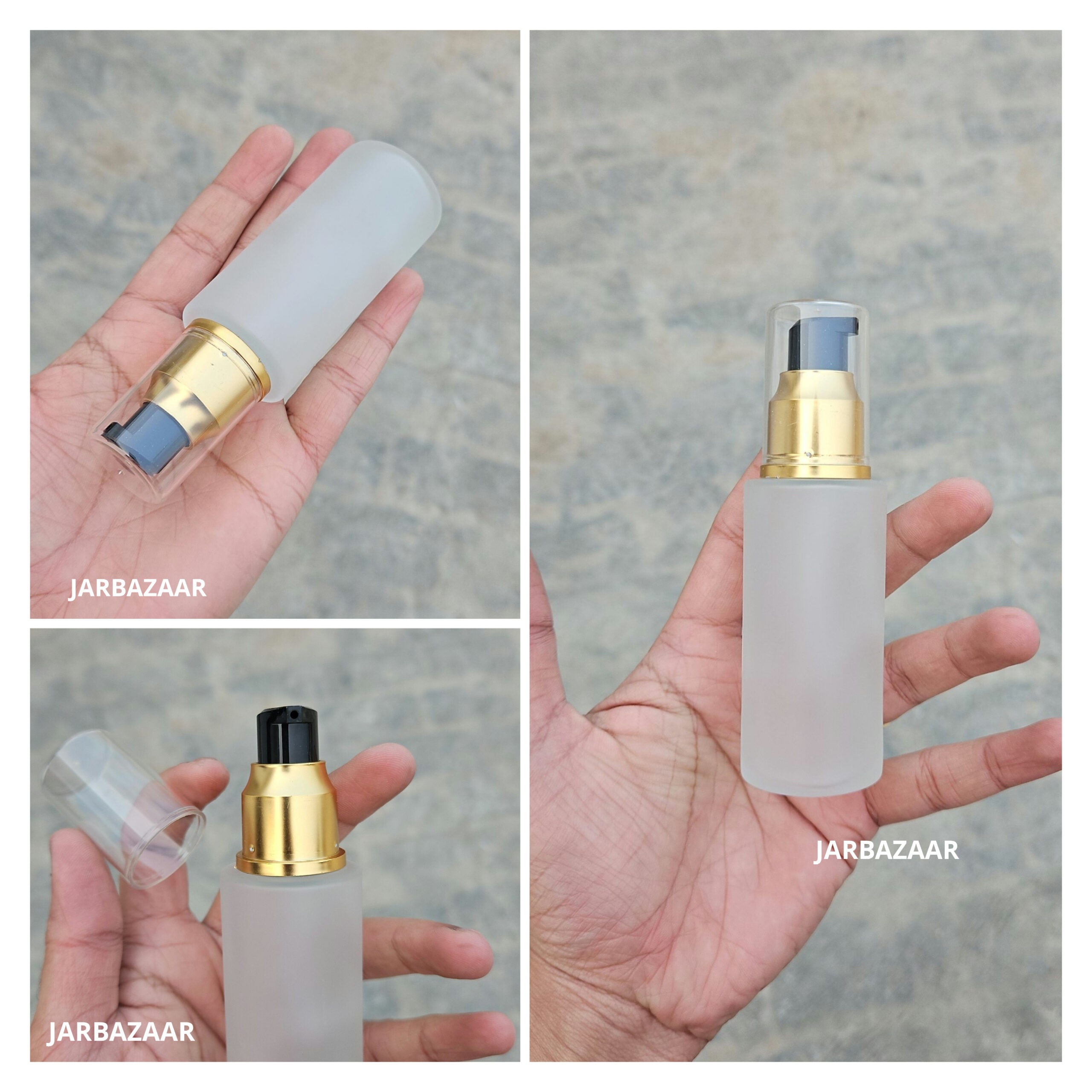50 ML Clear Frosted Flat Shoulder With Golden Pumps