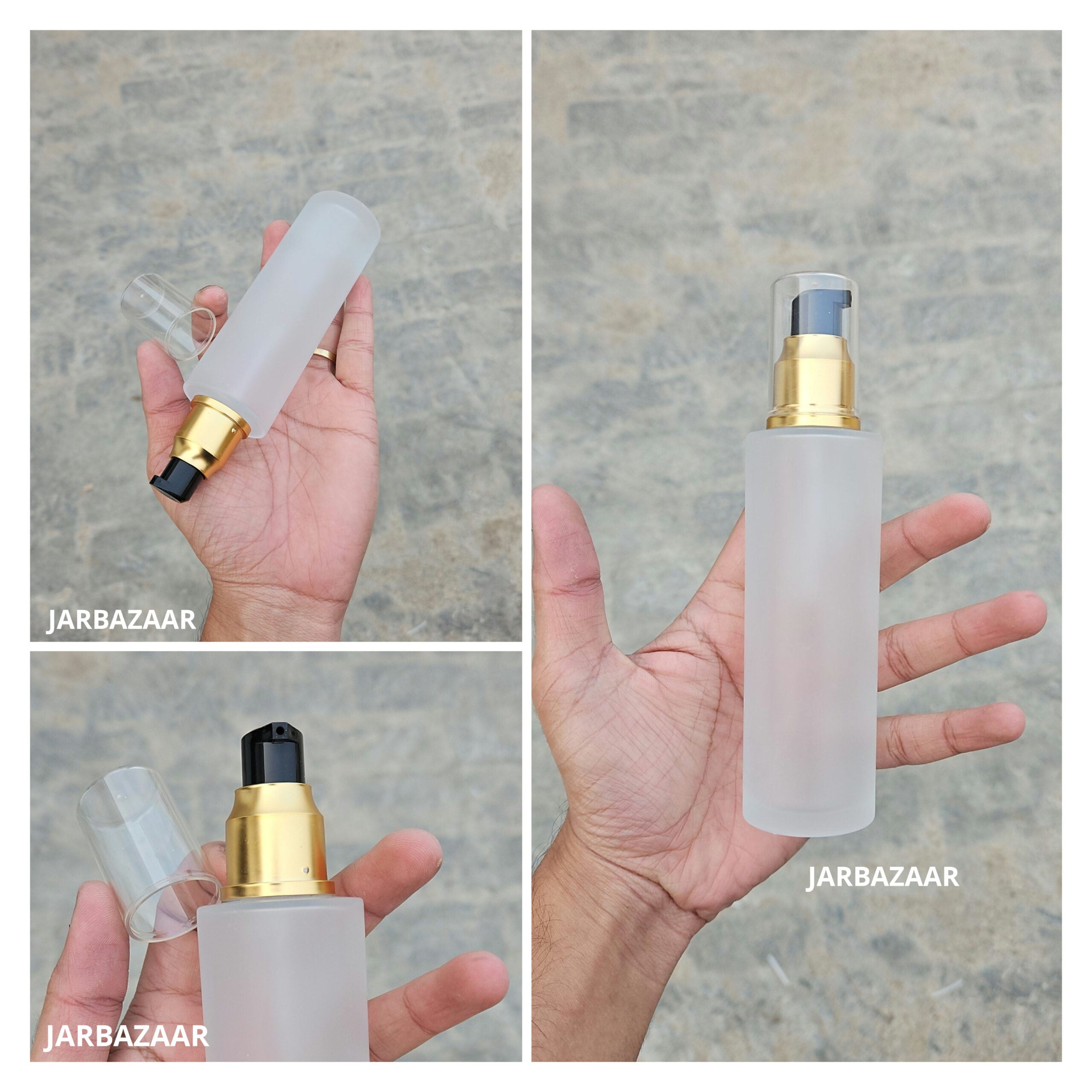 100 ML Clear Frosted Flat Shoulder With Golden Pumps
