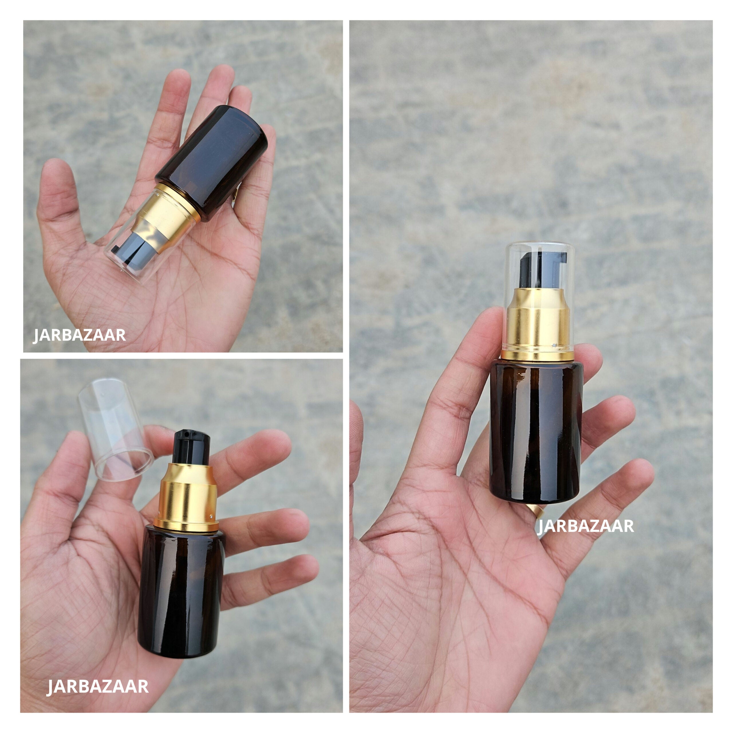 30 ML Amber Flat Shoulder With Golden Pumps