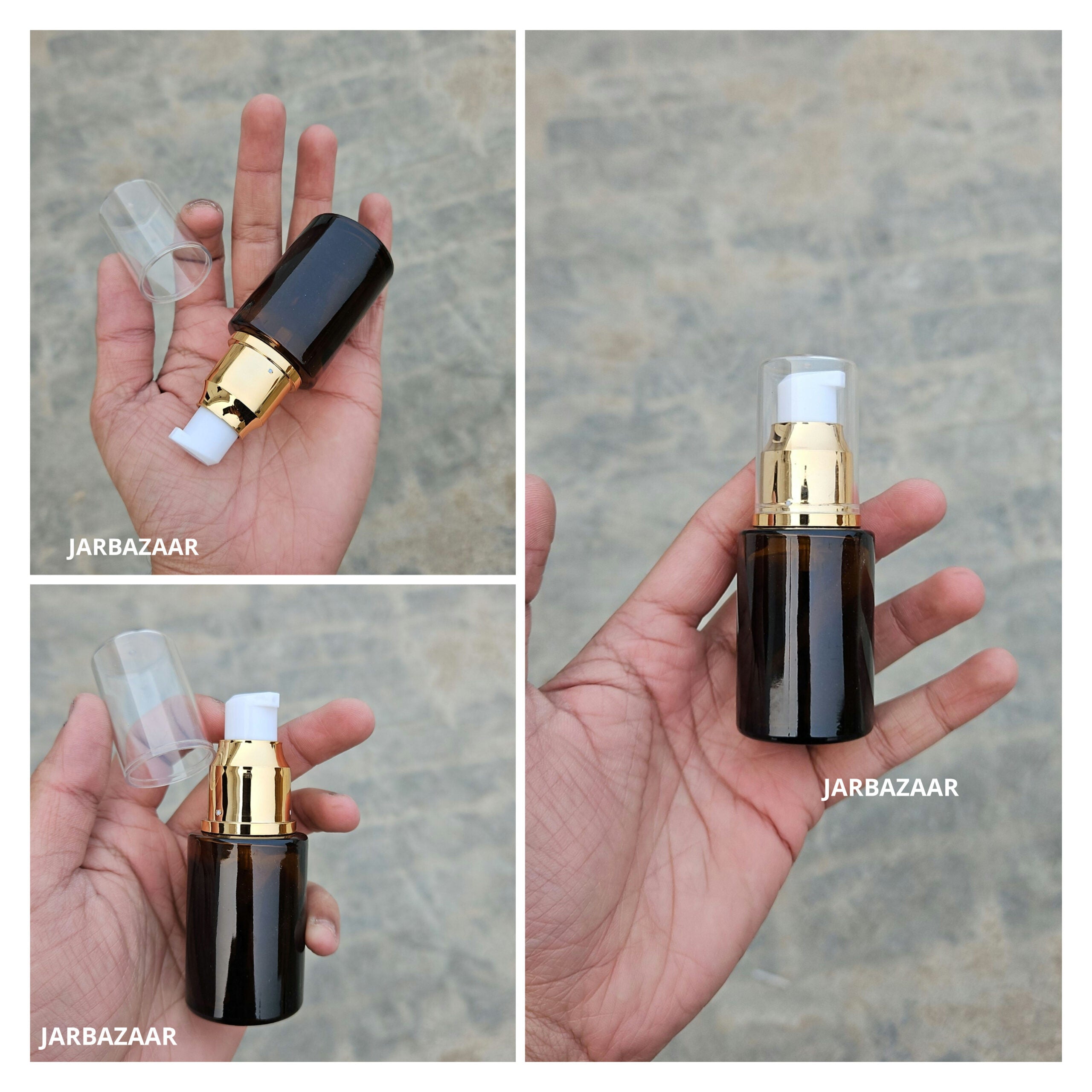 30 ML Amber Flat Shoulder With Golden Pumps