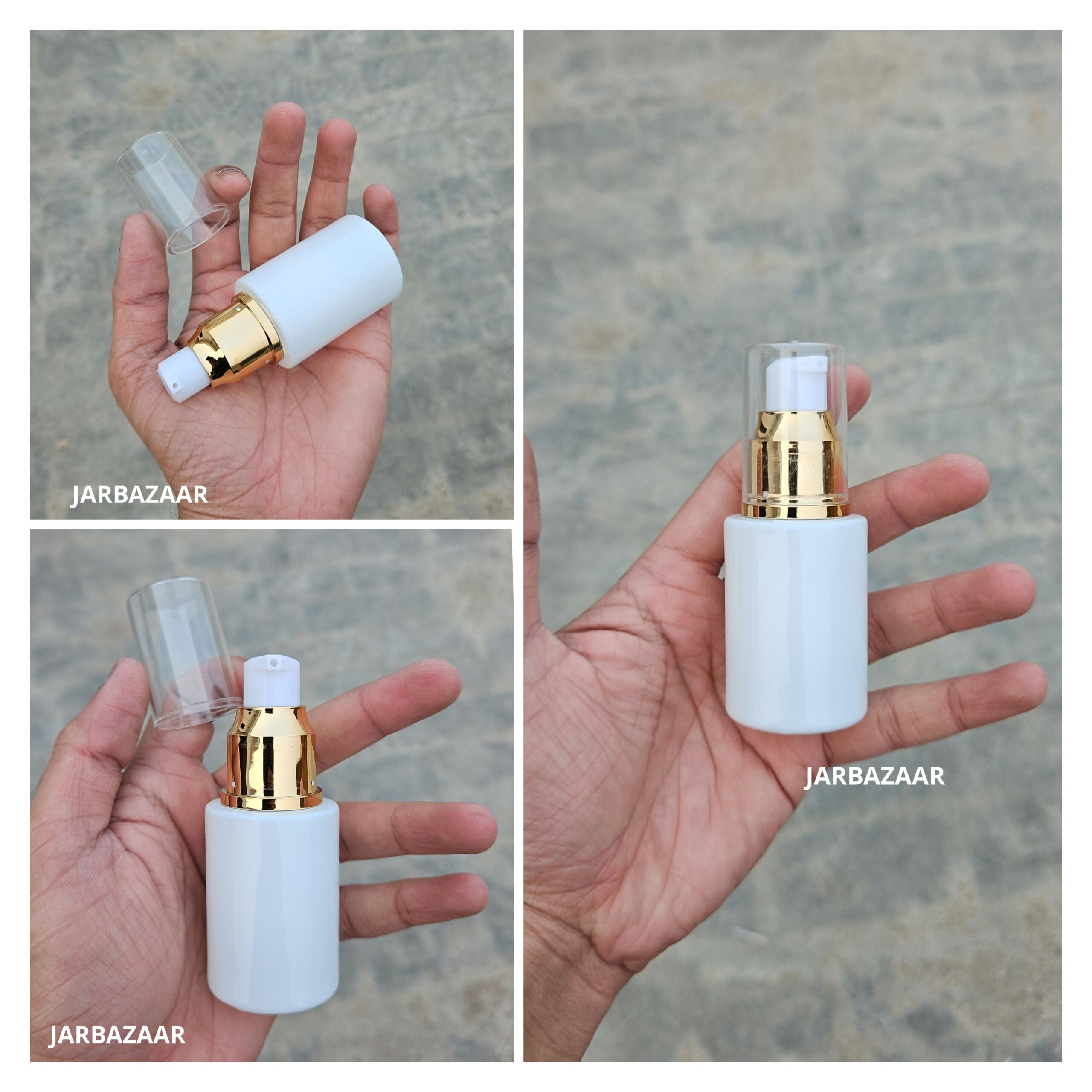 30 ML White Flat Shoulder With Golden Pumps