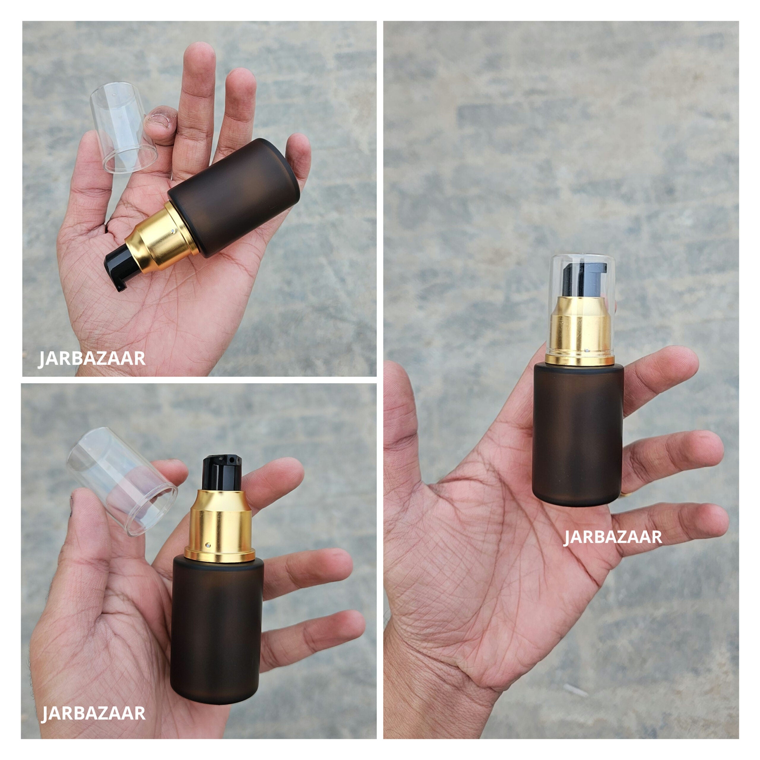 30 ML Amber Frosted Flat Shoulder With Golden Pumps