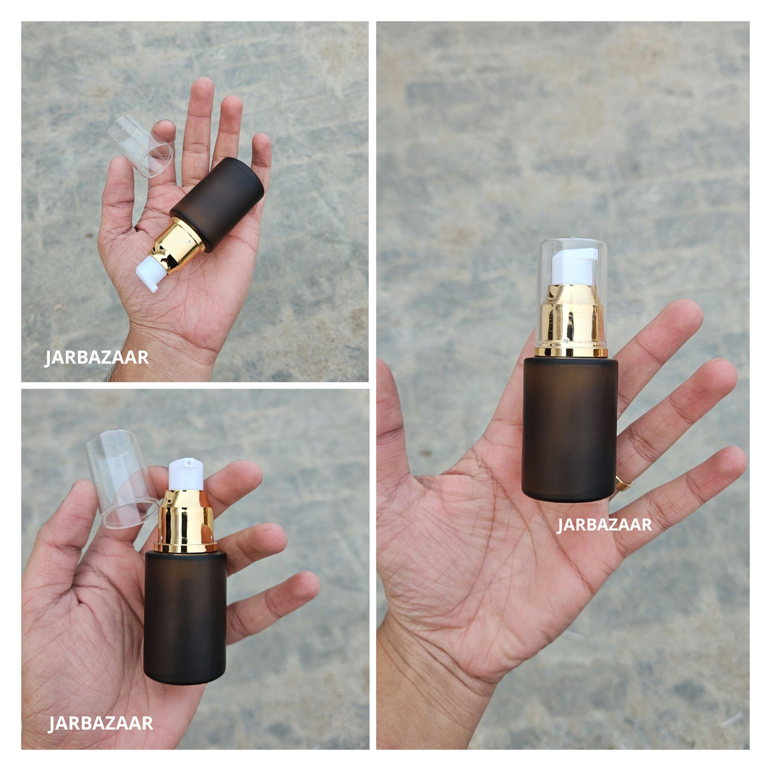 30 ML Amber Frosted Flat Shoulder With Golden Pumps