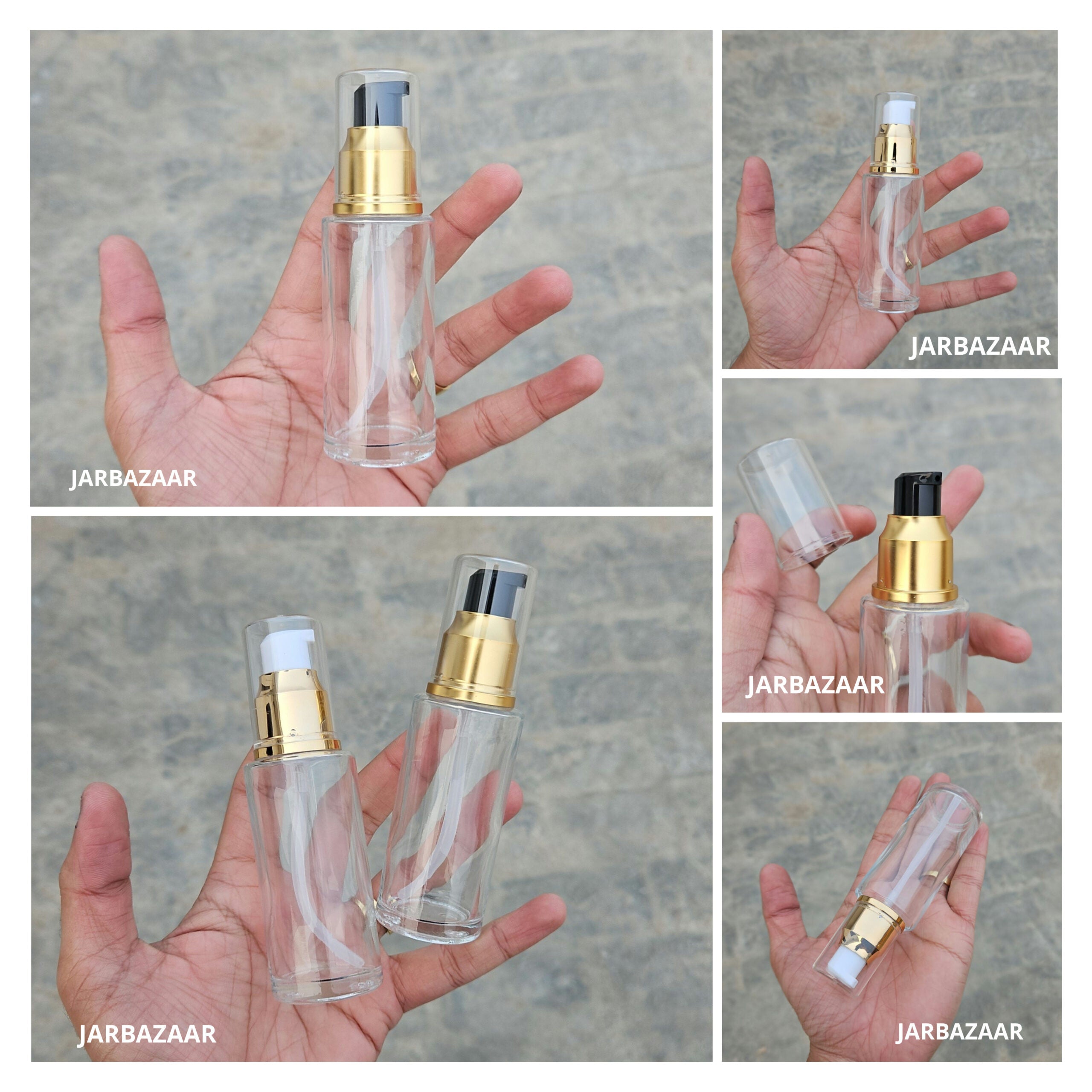 50 ML Transparent Flat Shoulder With Golden Pumps