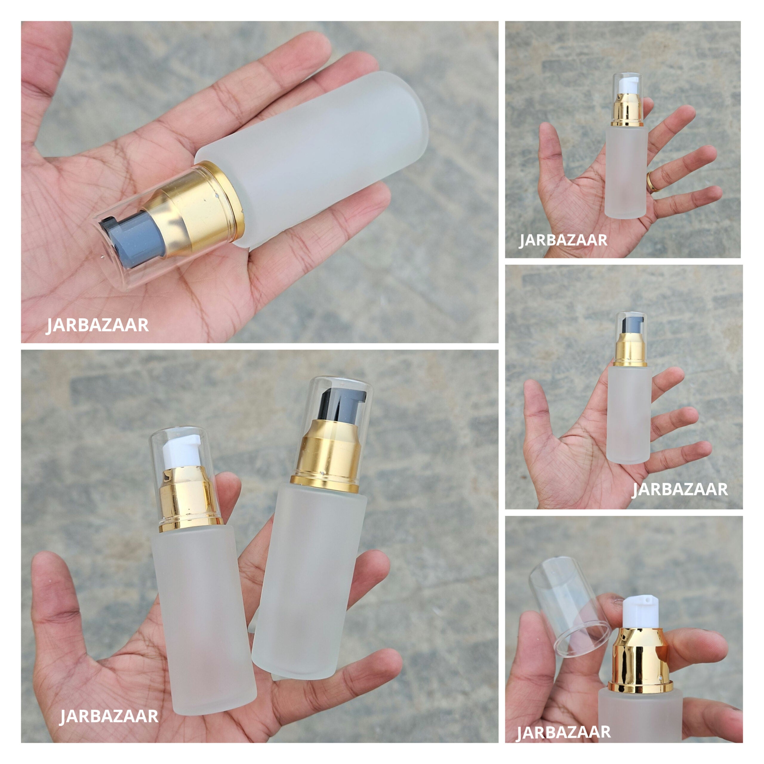 50 ML Clear Frosted Flat Shoulder With Golden Pumps
