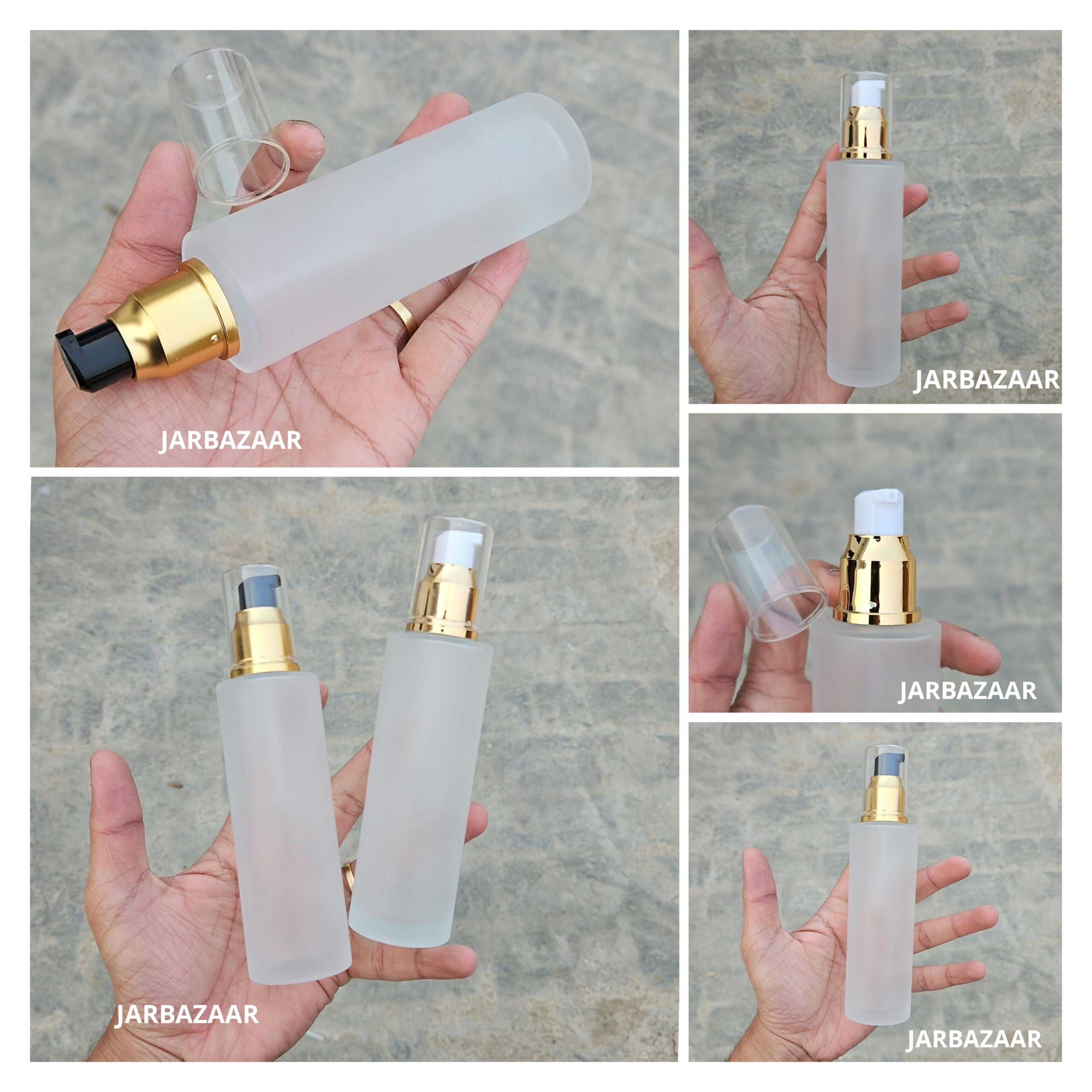 100 ML Clear Frosted Flat Shoulder With Golden Pumps