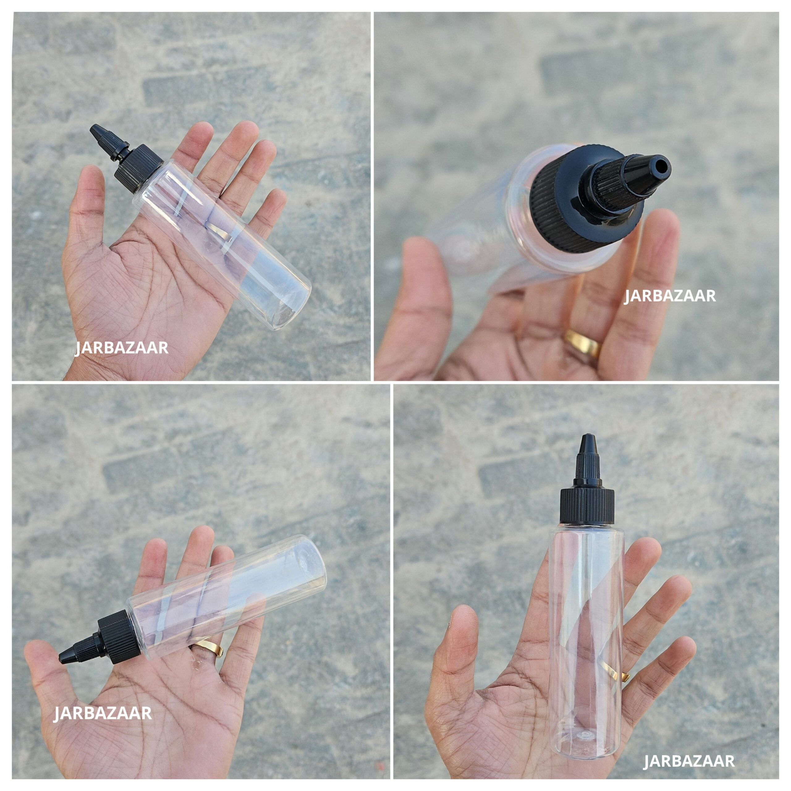100 ML Sleek Transparent Bottle ( With Oil Nozzel Caps )