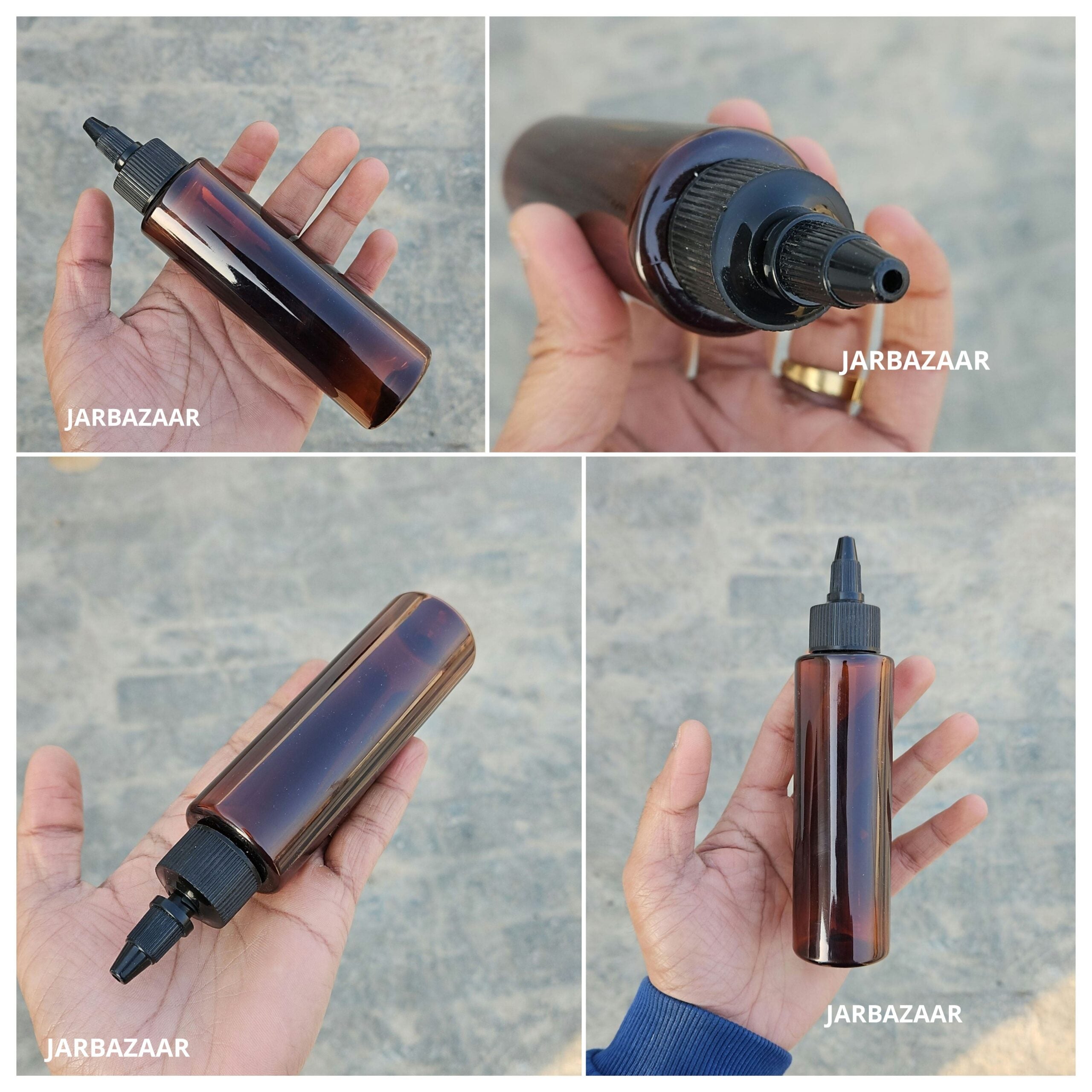 100 ML Sleek Amber Bottle ( With Oil Nozzle Caps )