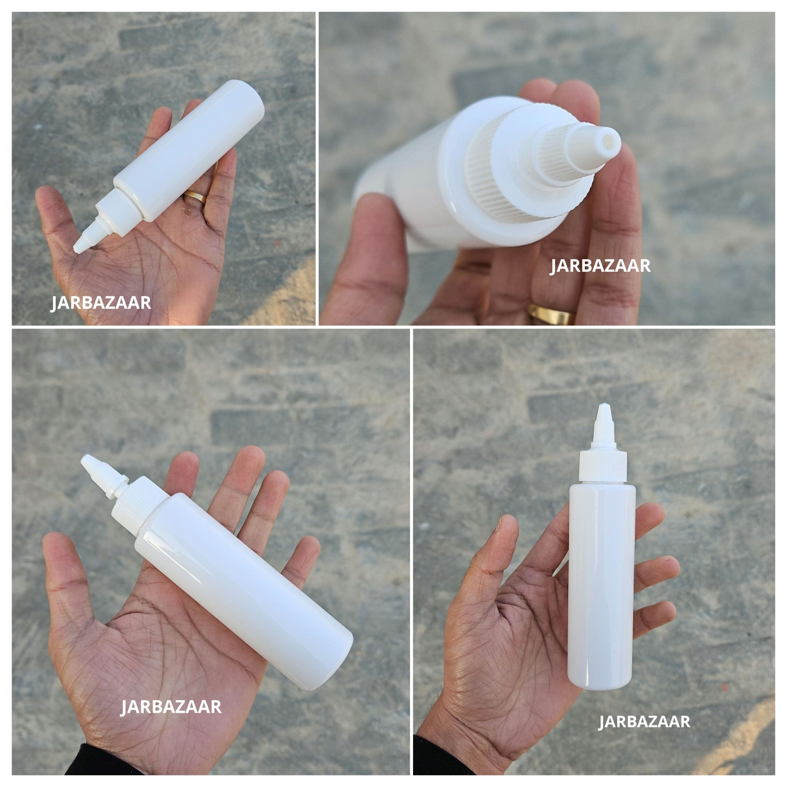 100 ML Sleek White Bottle ( With Oil Nozzel Caps )