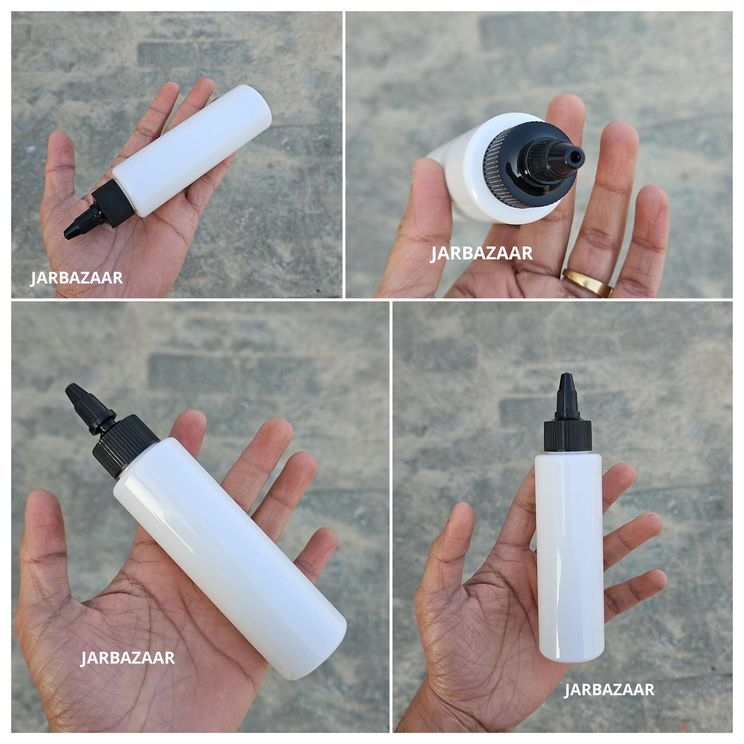 100 ML Sleek White Bottle ( With Oil Nozzel Caps )