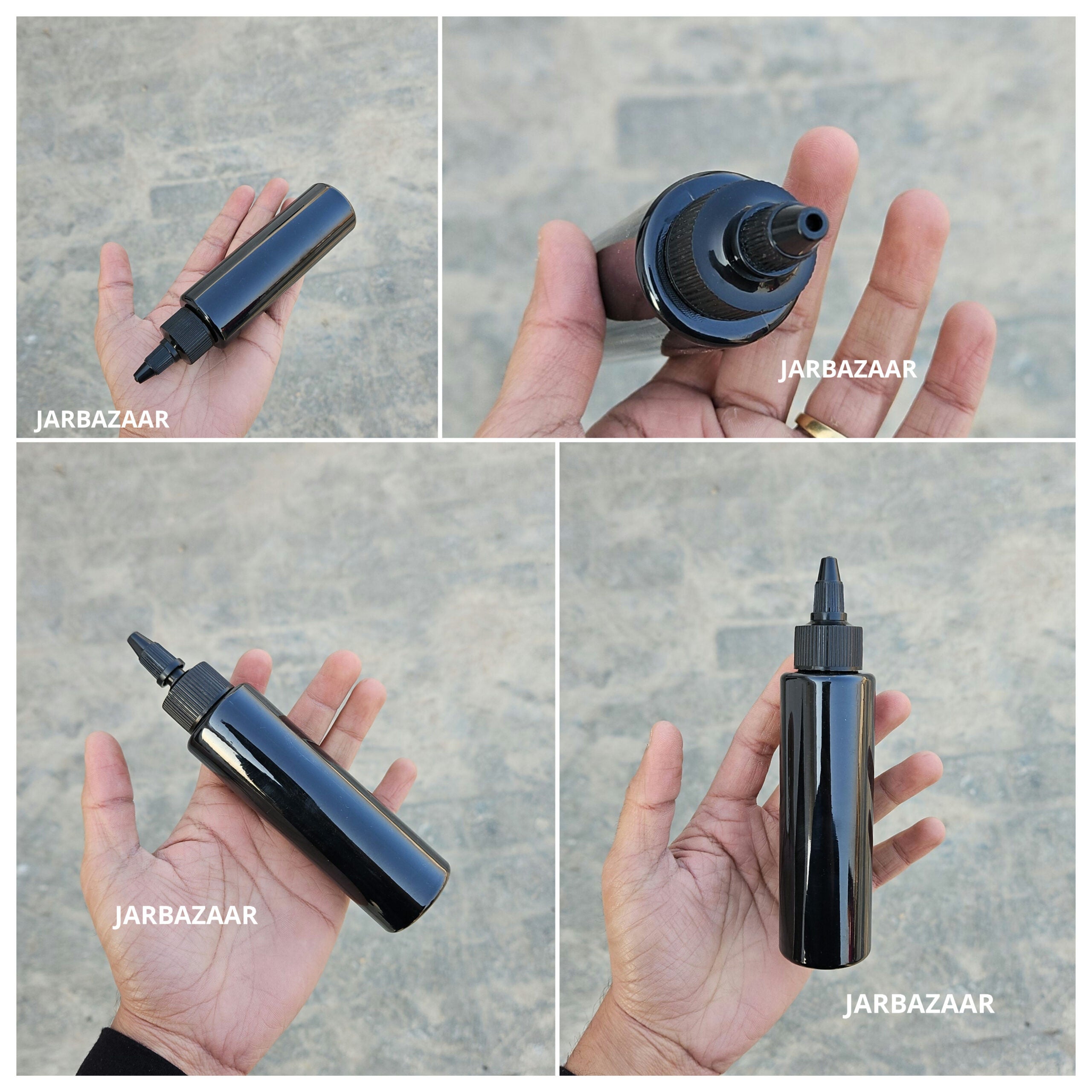 100 ML Sleek Black Bottle ( With Oil Nozzle Caps )