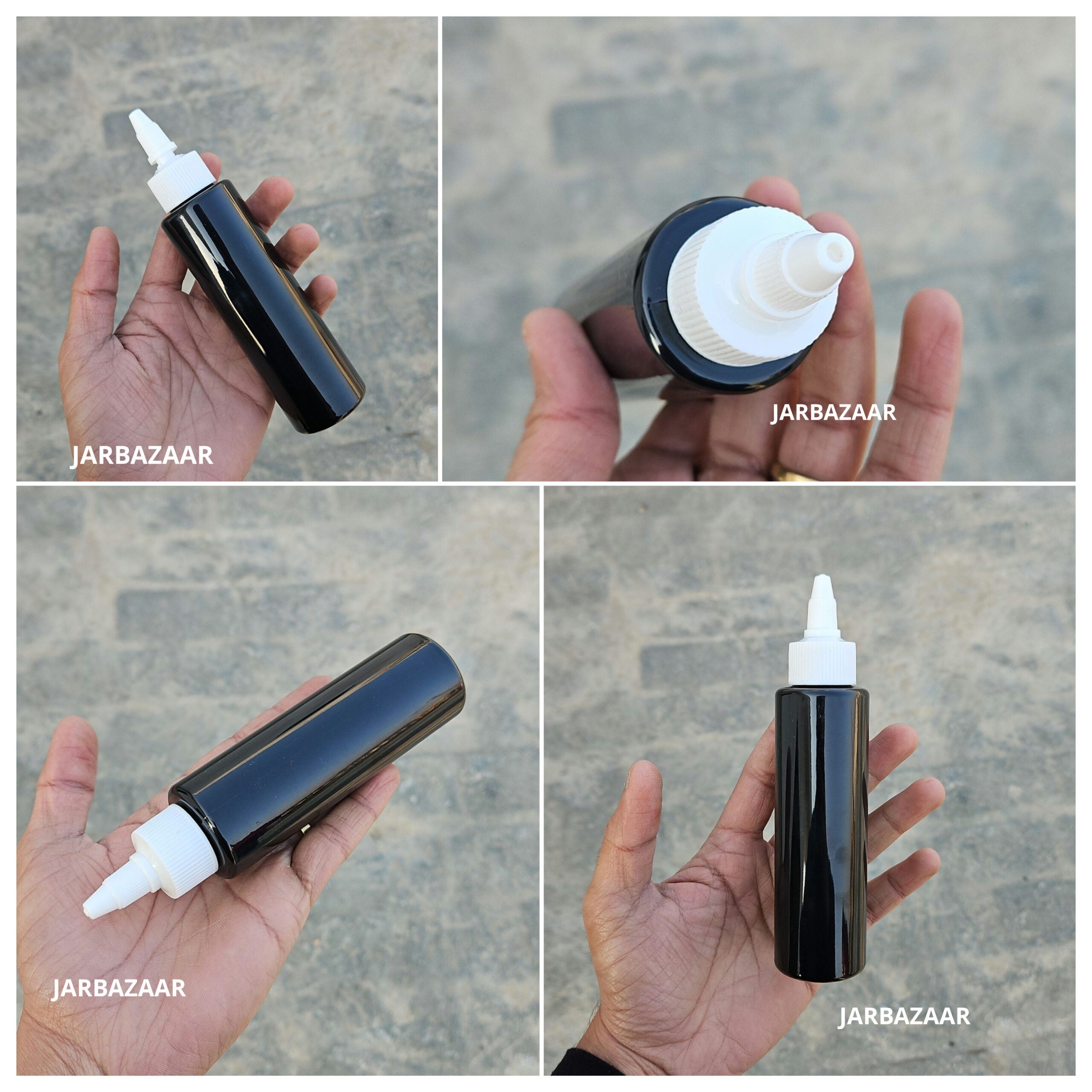 100 ML Sleek Black Bottle ( With Oil Nozzle Caps )