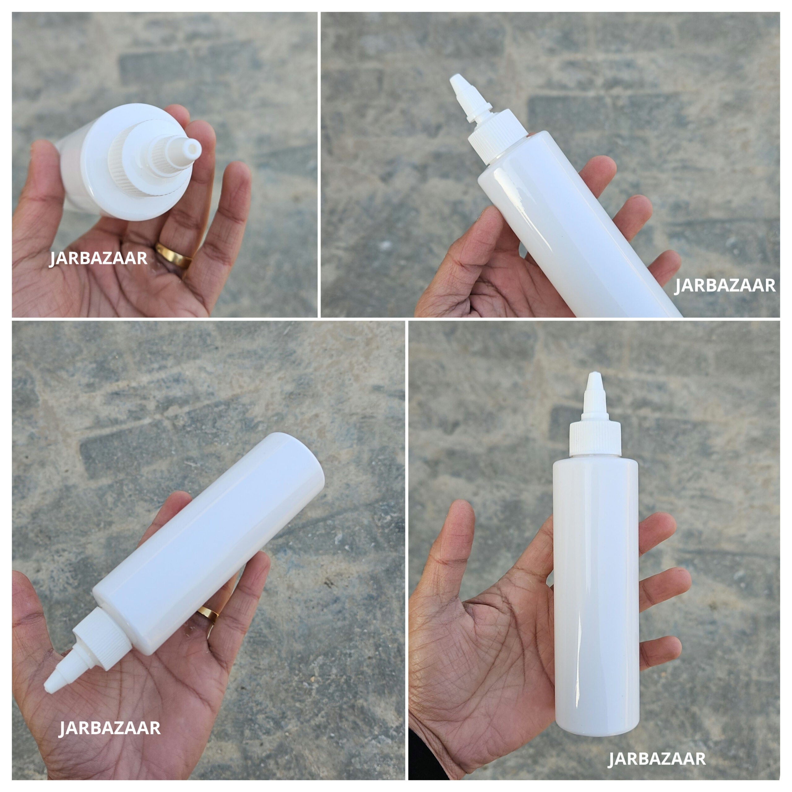 200 ML Sleek White Bottle ( With Oil Nozzel Caps )