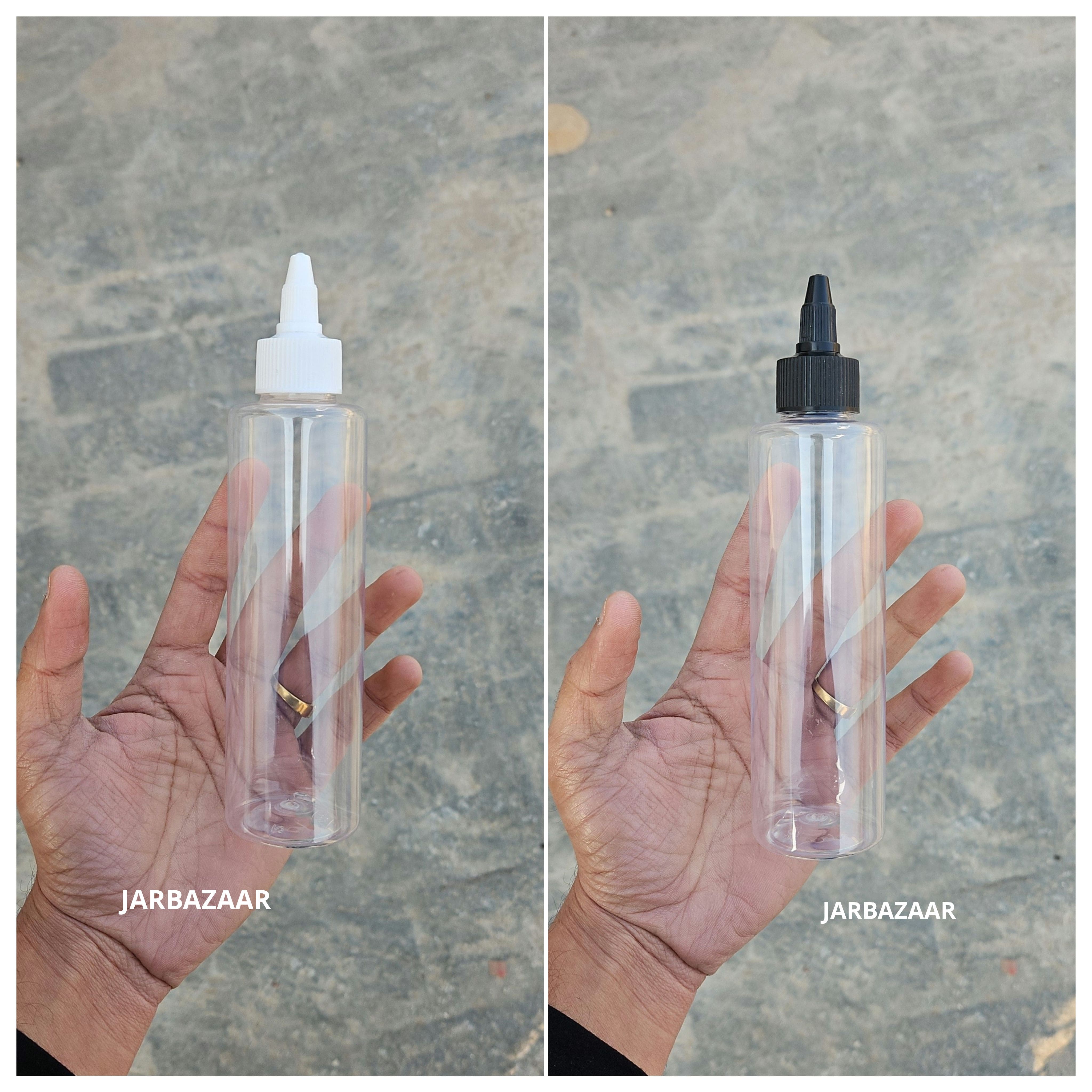 200 ML Sleek Transparent Bottle ( With Oil Nozzel Caps )