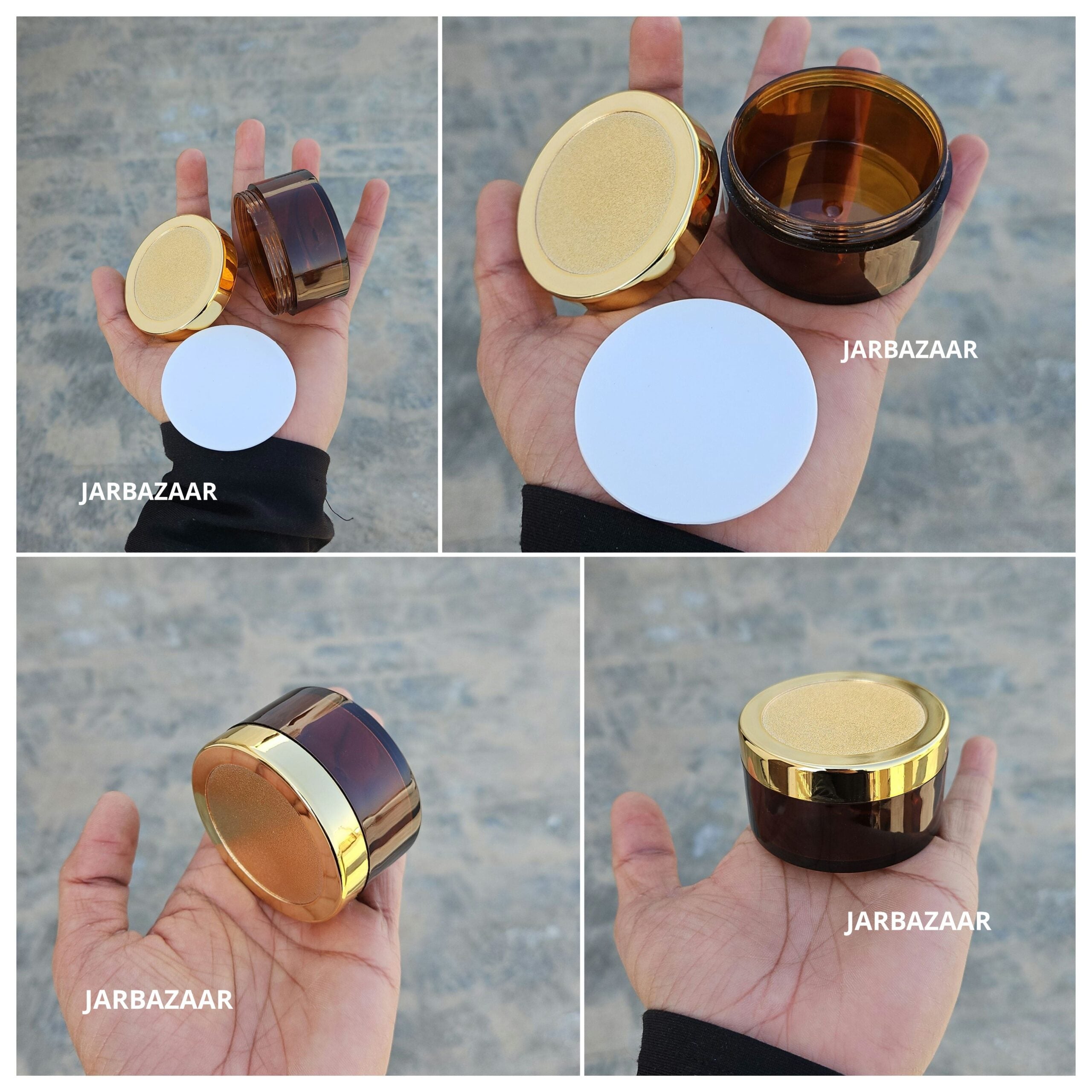 50 Gram Amber Acrylic Sanjar (Golden Cap)