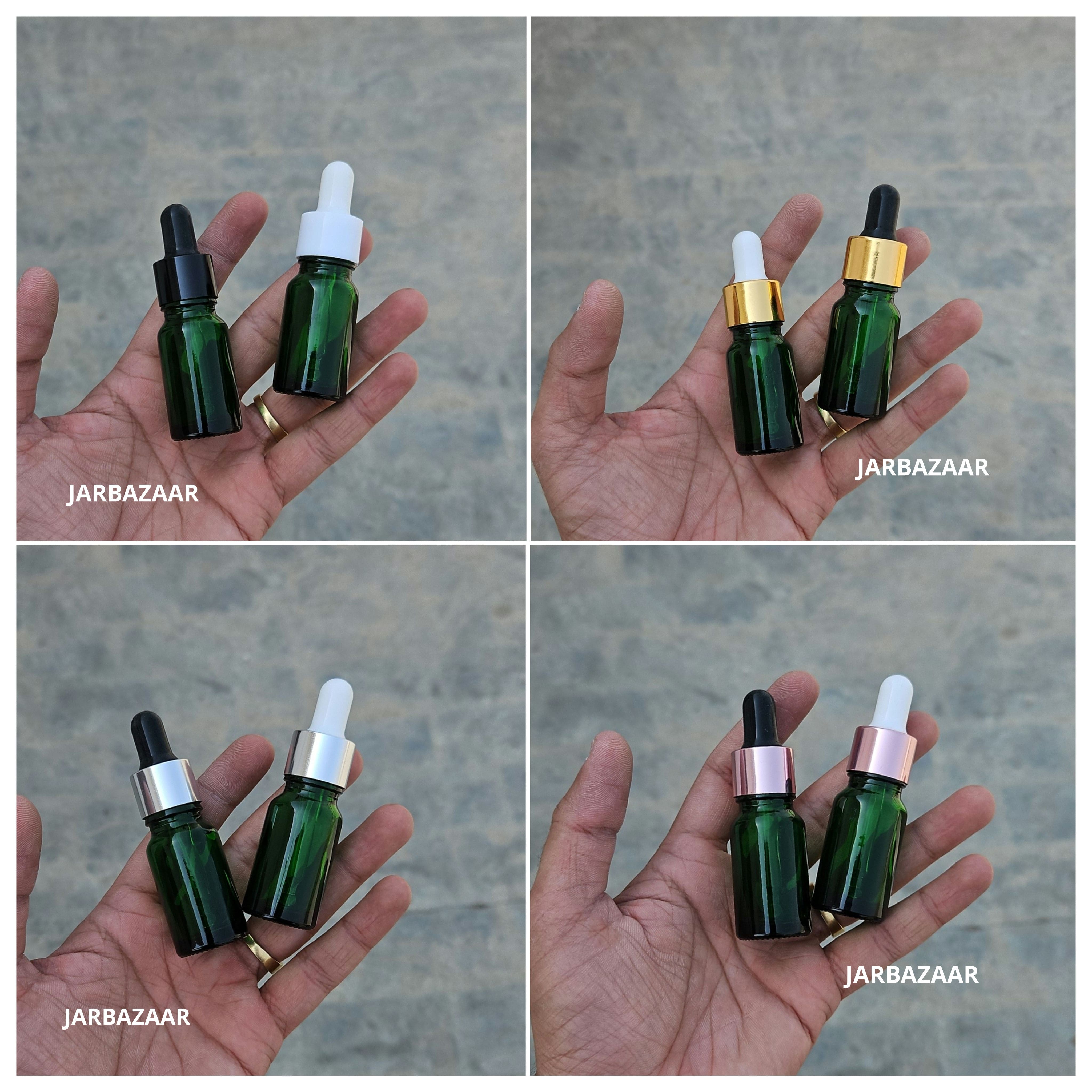10 ML Green Glass Dropper Bottles