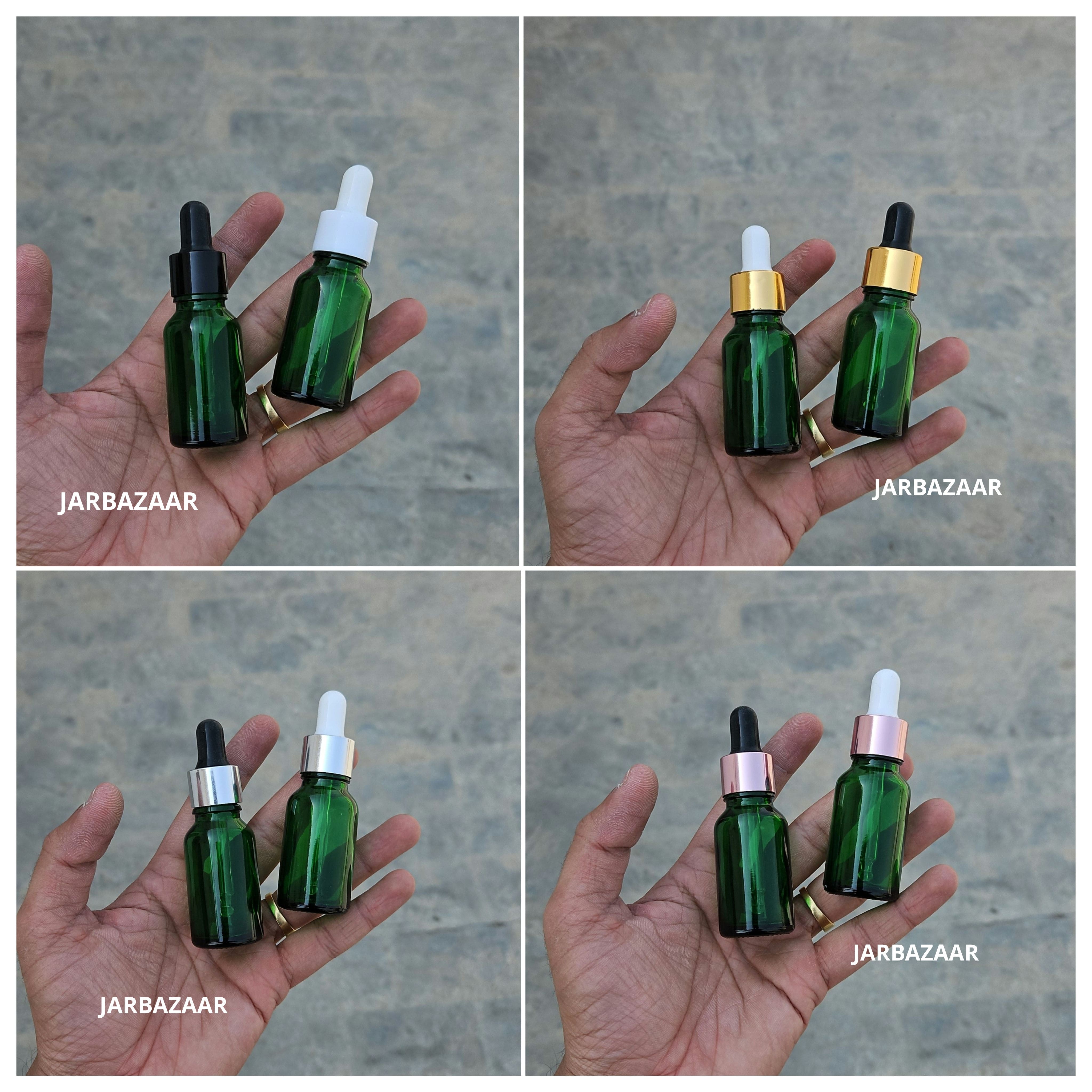 15 ML Green Glass Dropper Bottles