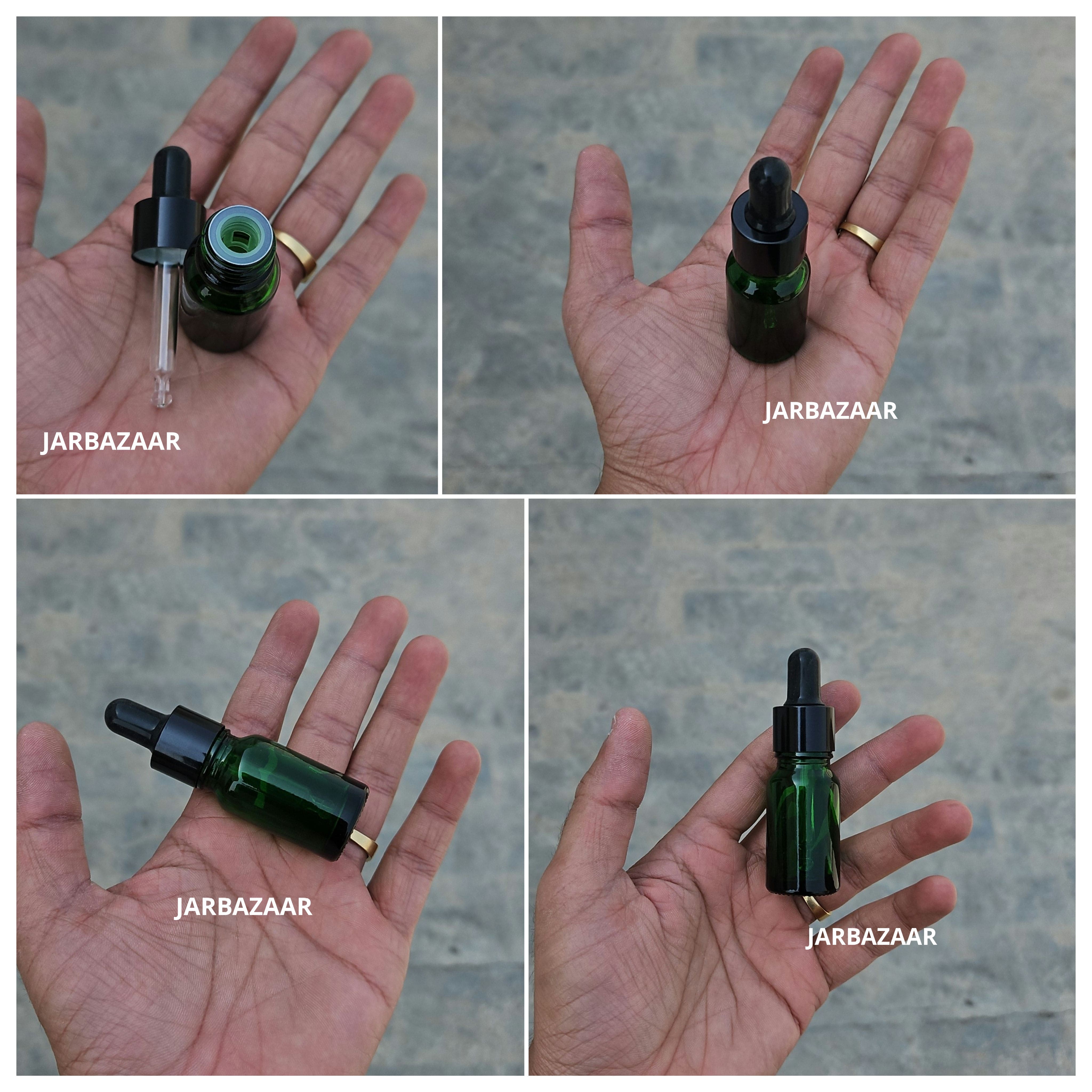 10 ML Green Glass Dropper Bottles