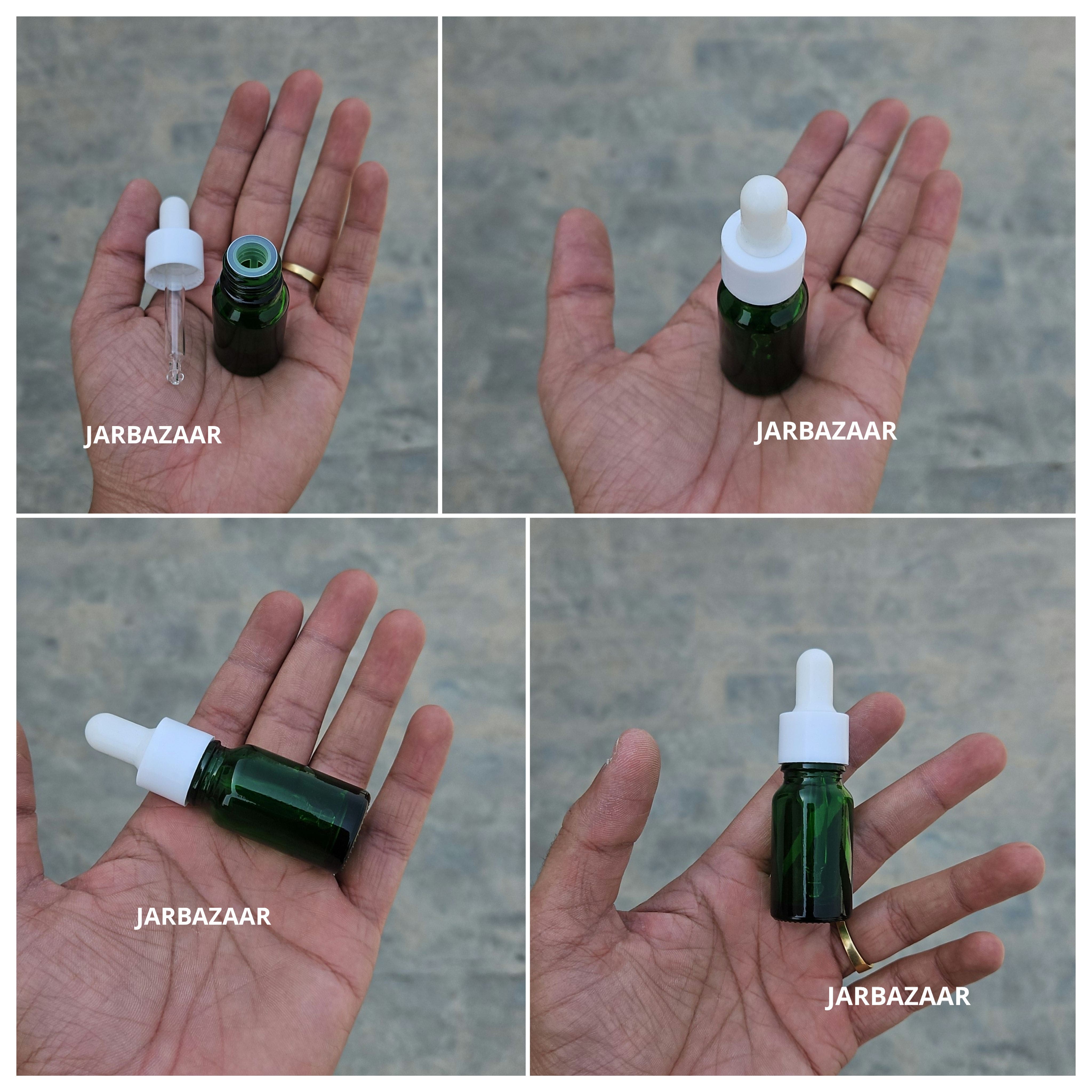 10 ML Green Glass Dropper Bottles