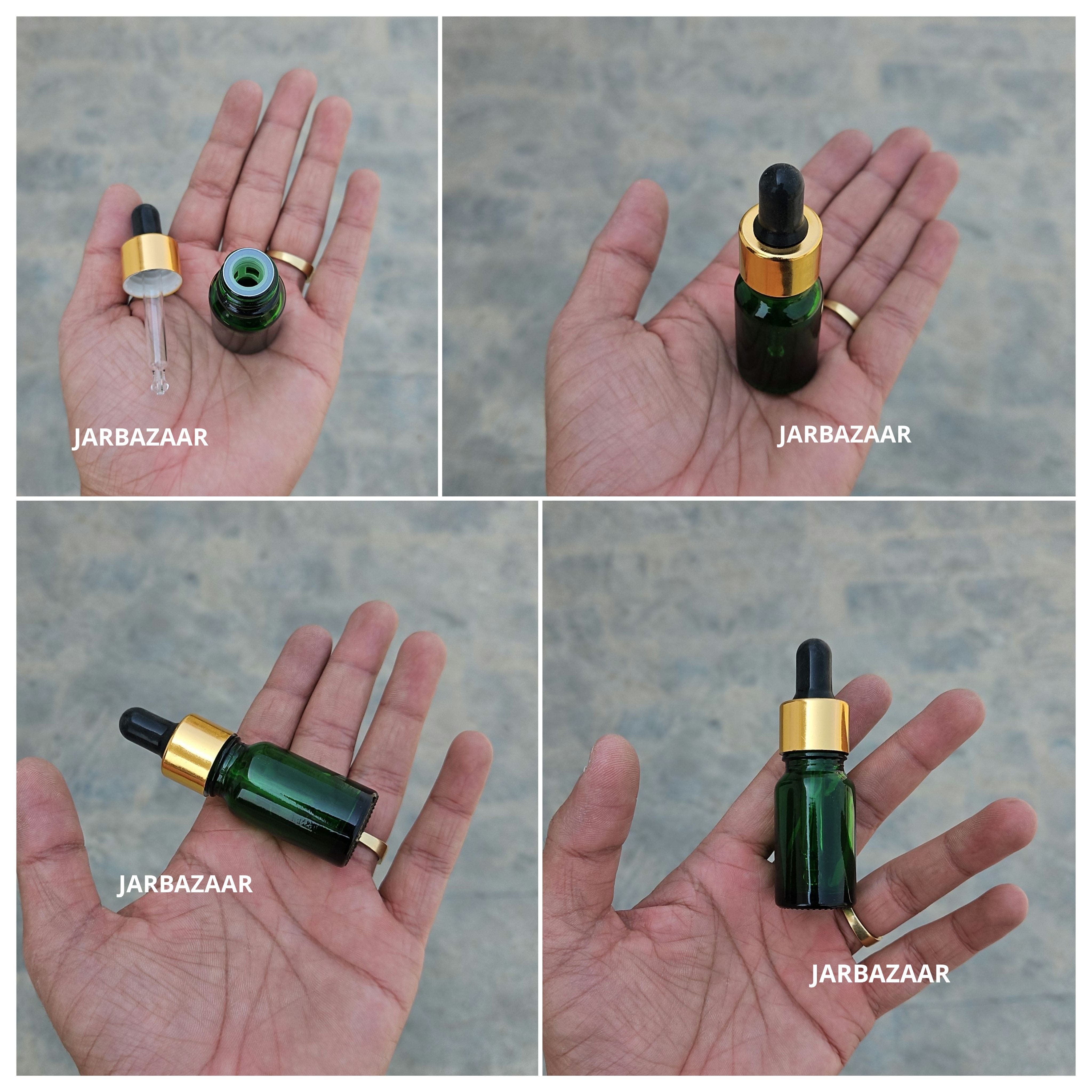 10 ML Green Glass Dropper Bottles