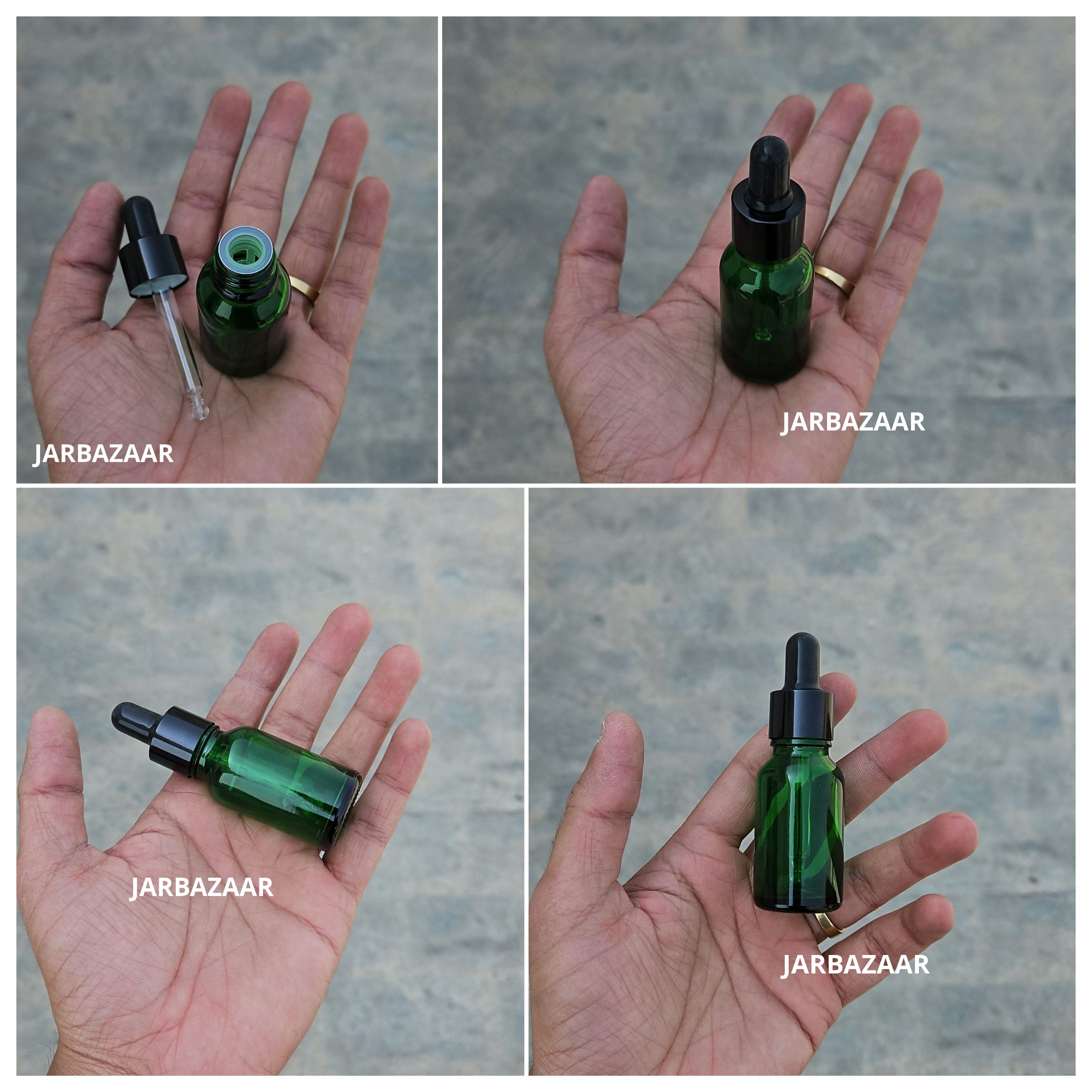 15 ML Green Glass Dropper Bottles