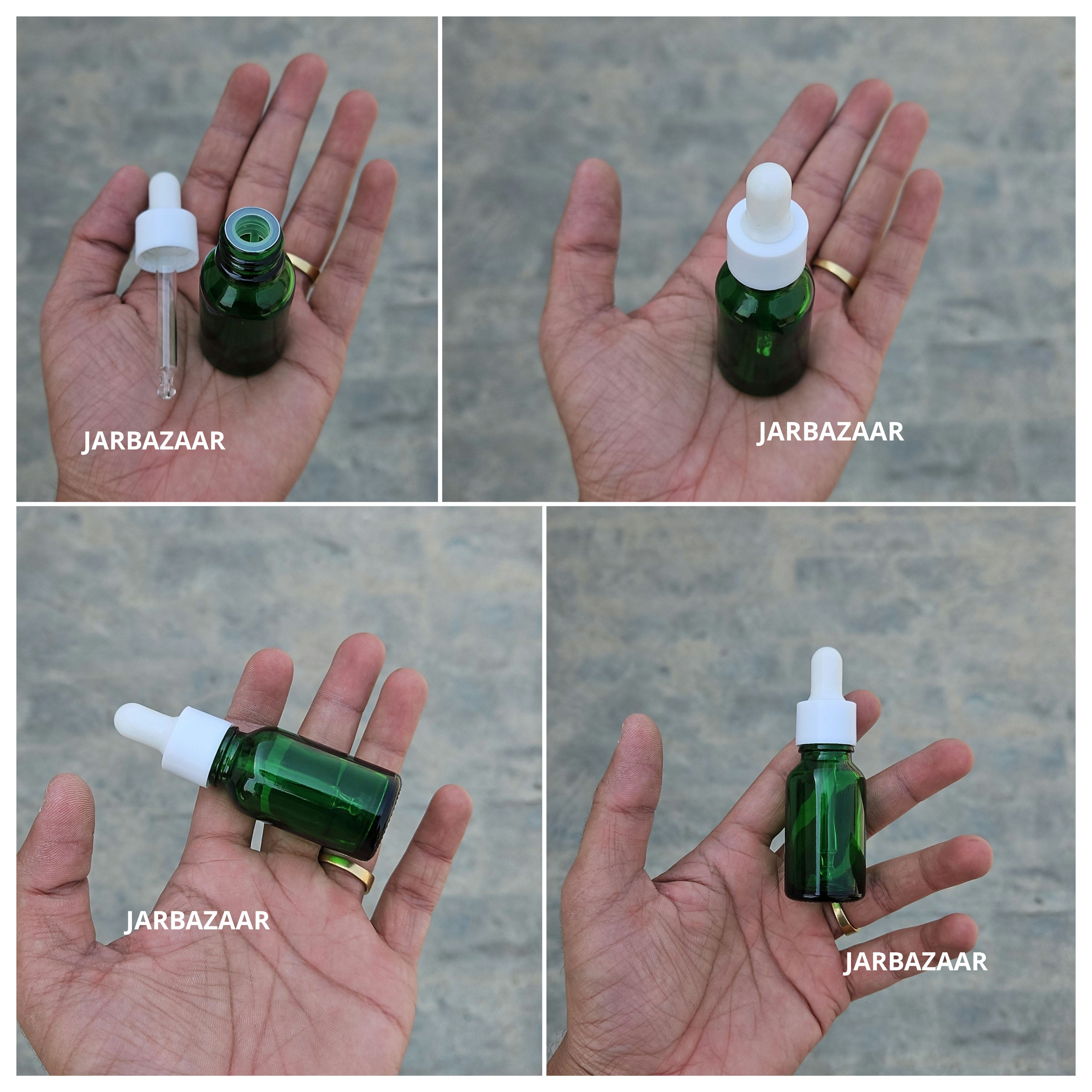15 ML Green Glass Dropper Bottles