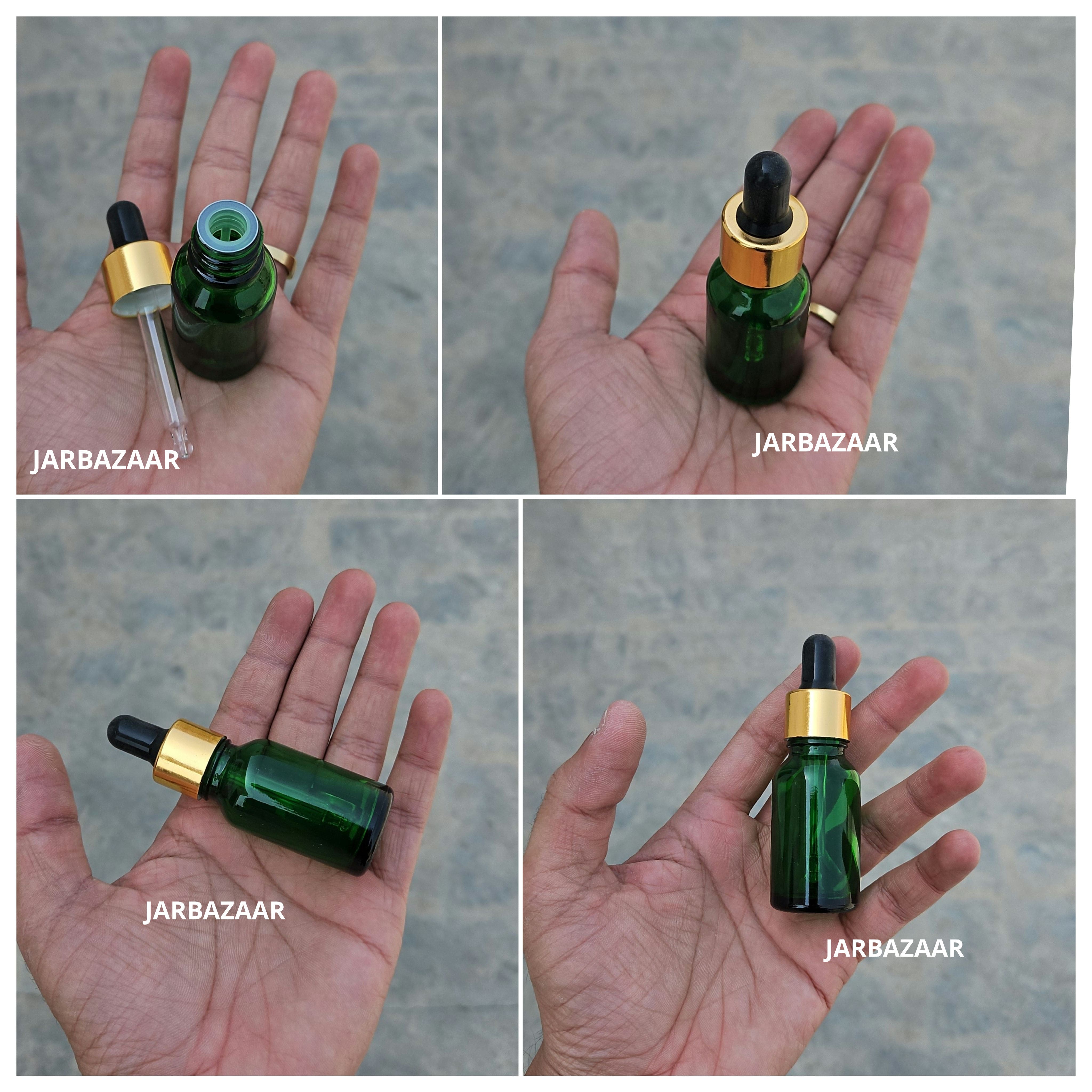 15 ML Green Glass Dropper Bottles