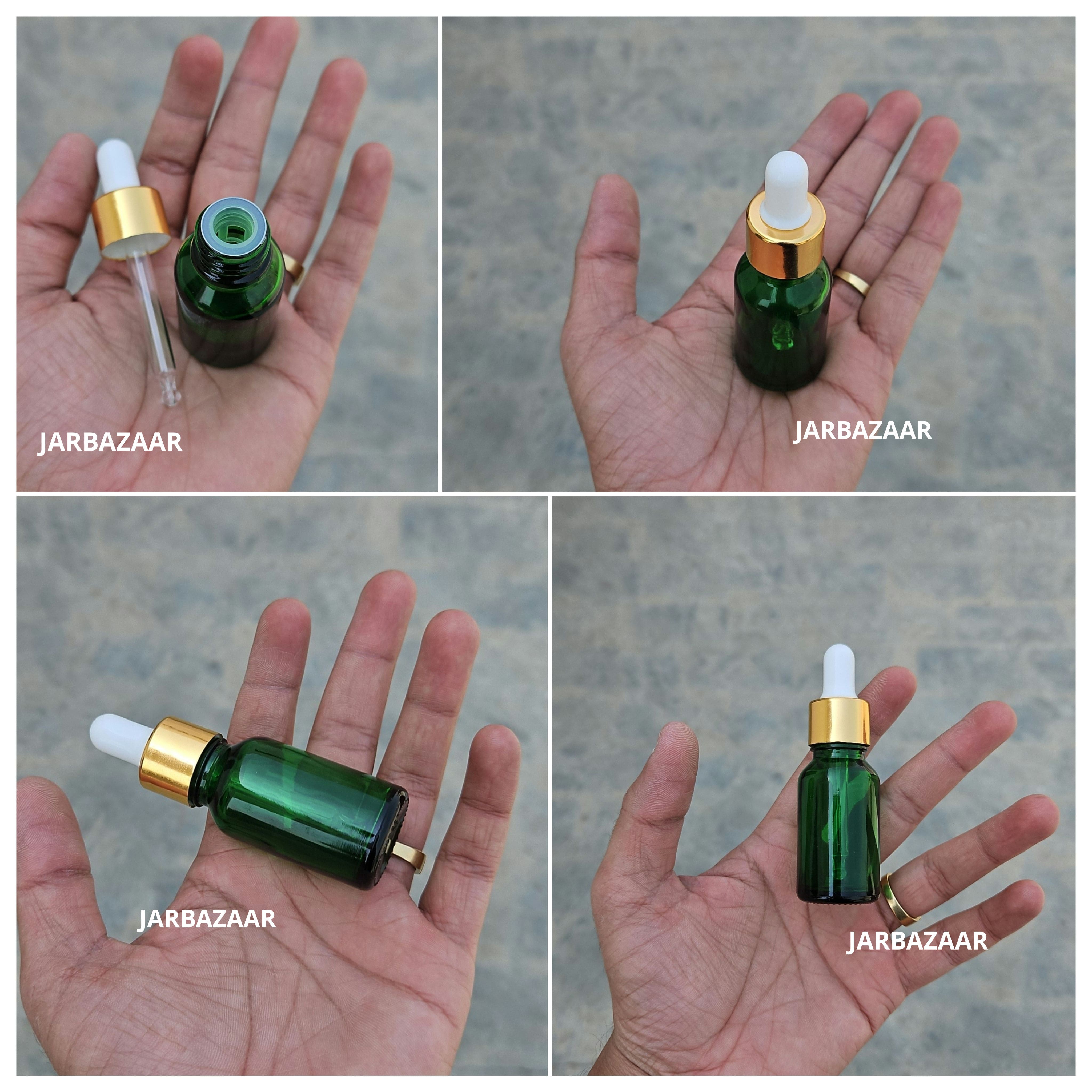 15 ML Green Glass Dropper Bottles