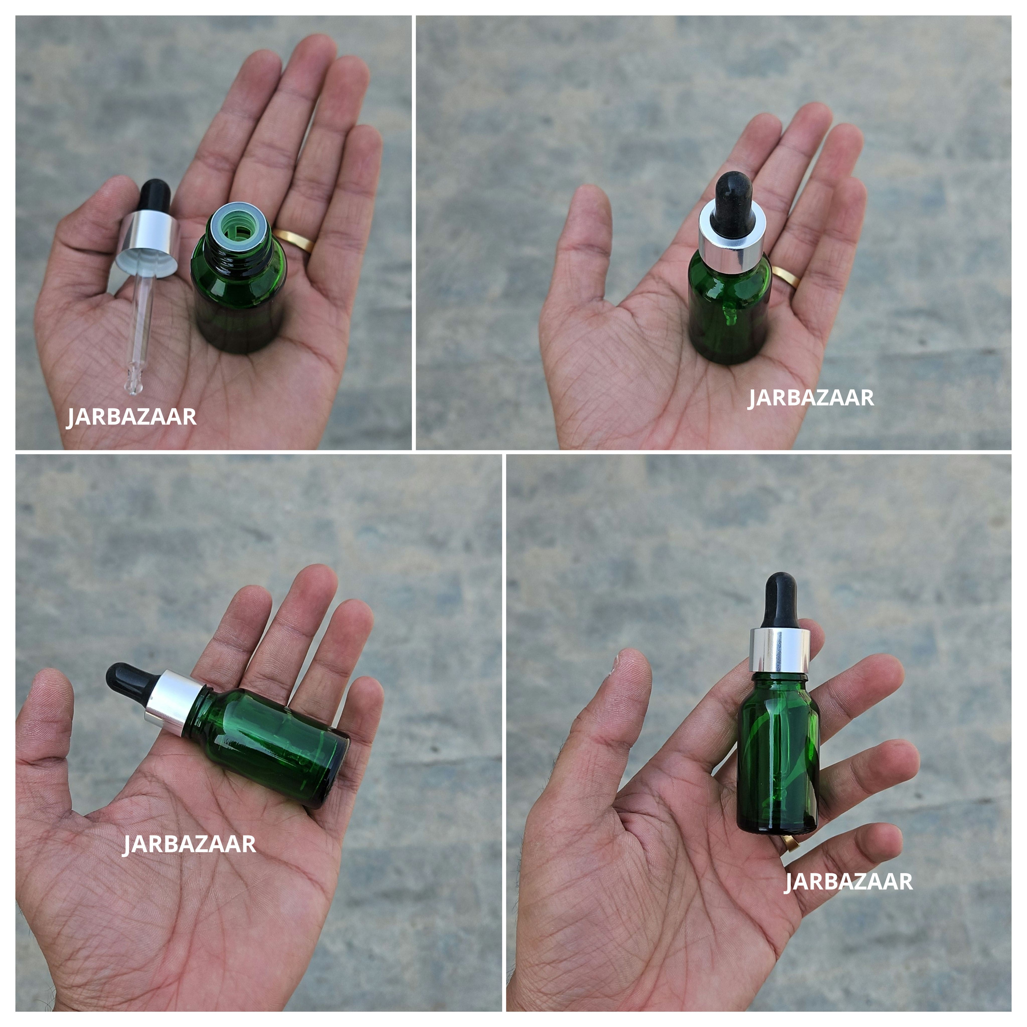 15 ML Green Glass Dropper Bottles