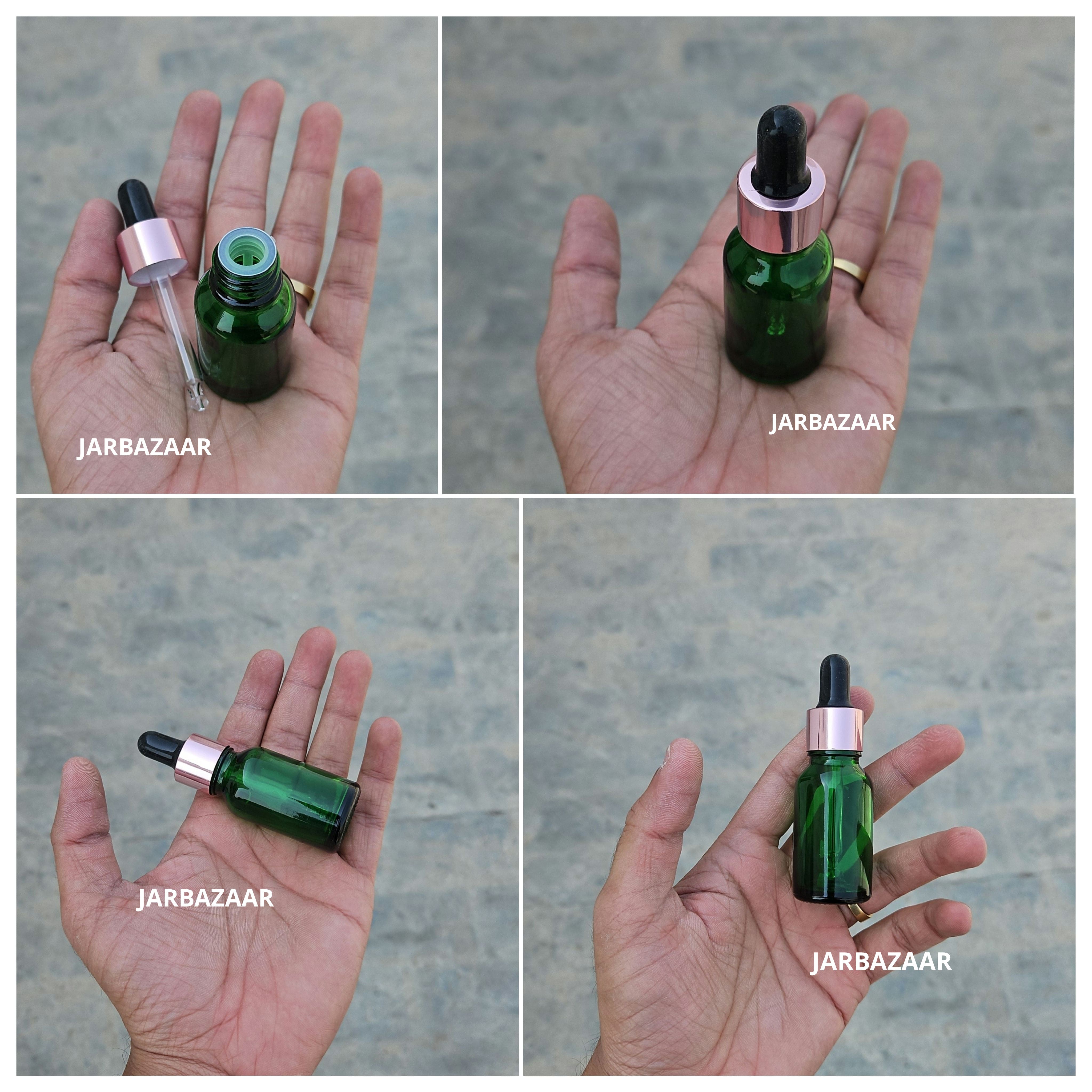 15 ML Green Glass Dropper Bottles