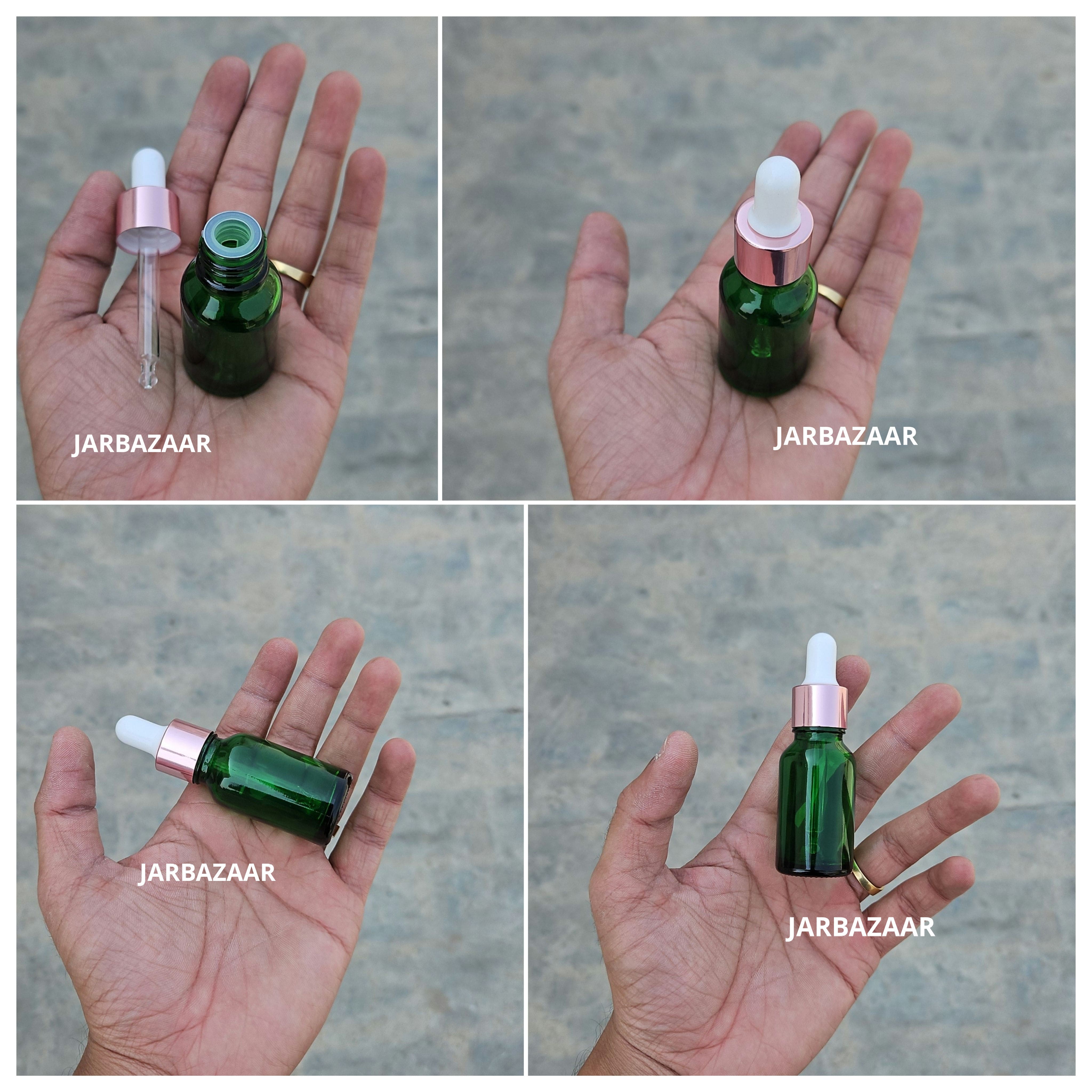 15 ML Green Glass Dropper Bottles