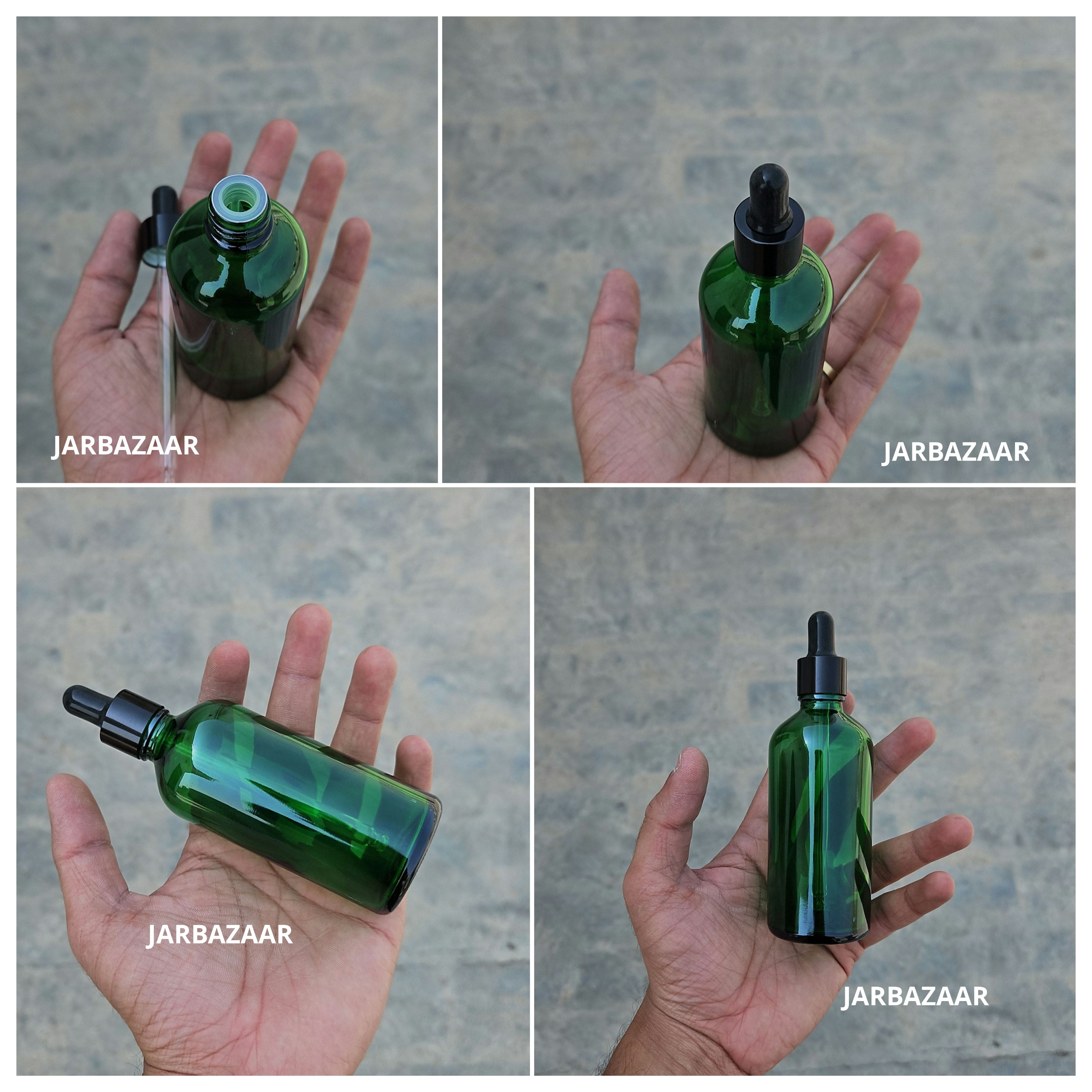 100 ML Green Glass Dropper Bottles