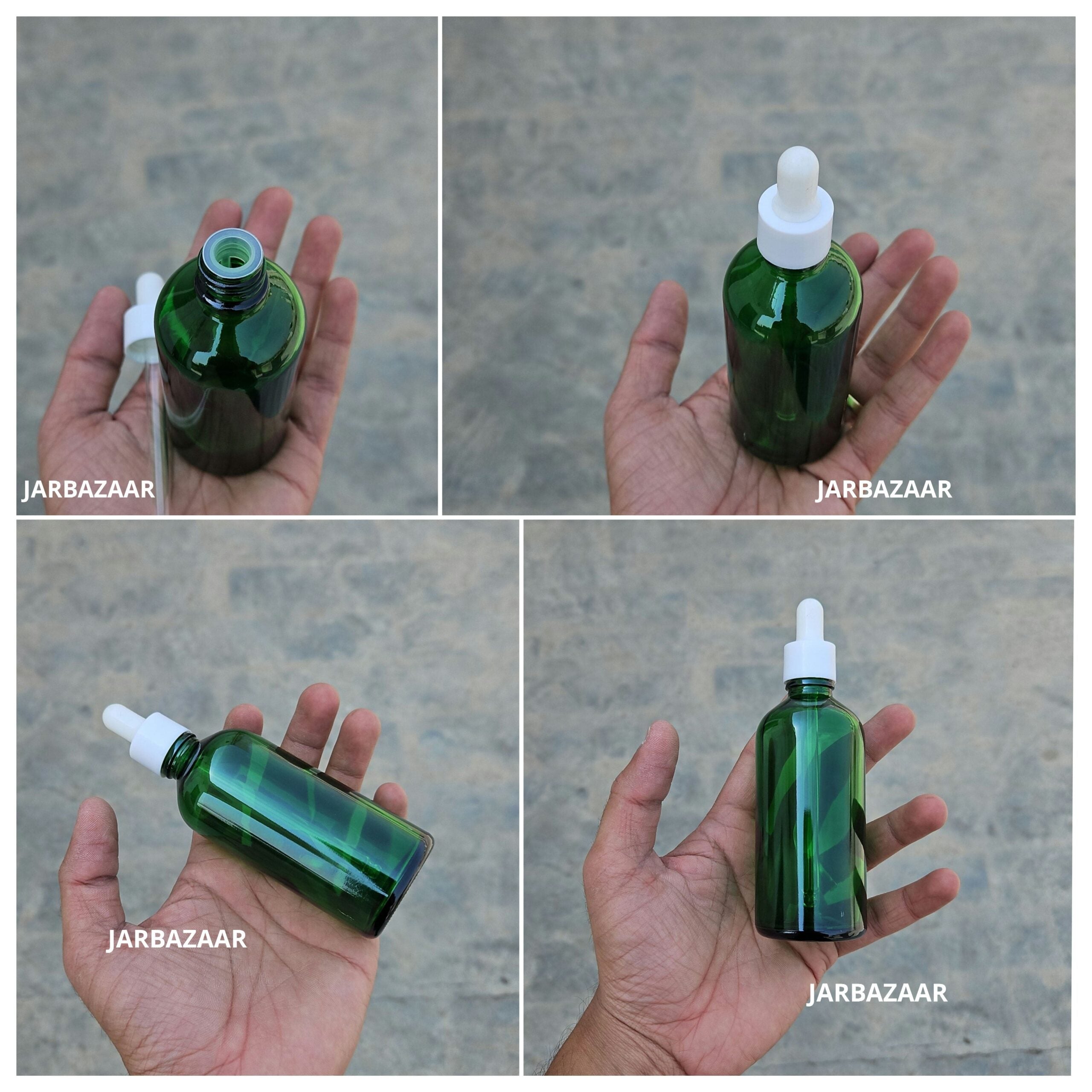 100 ML Green Glass Dropper Bottles