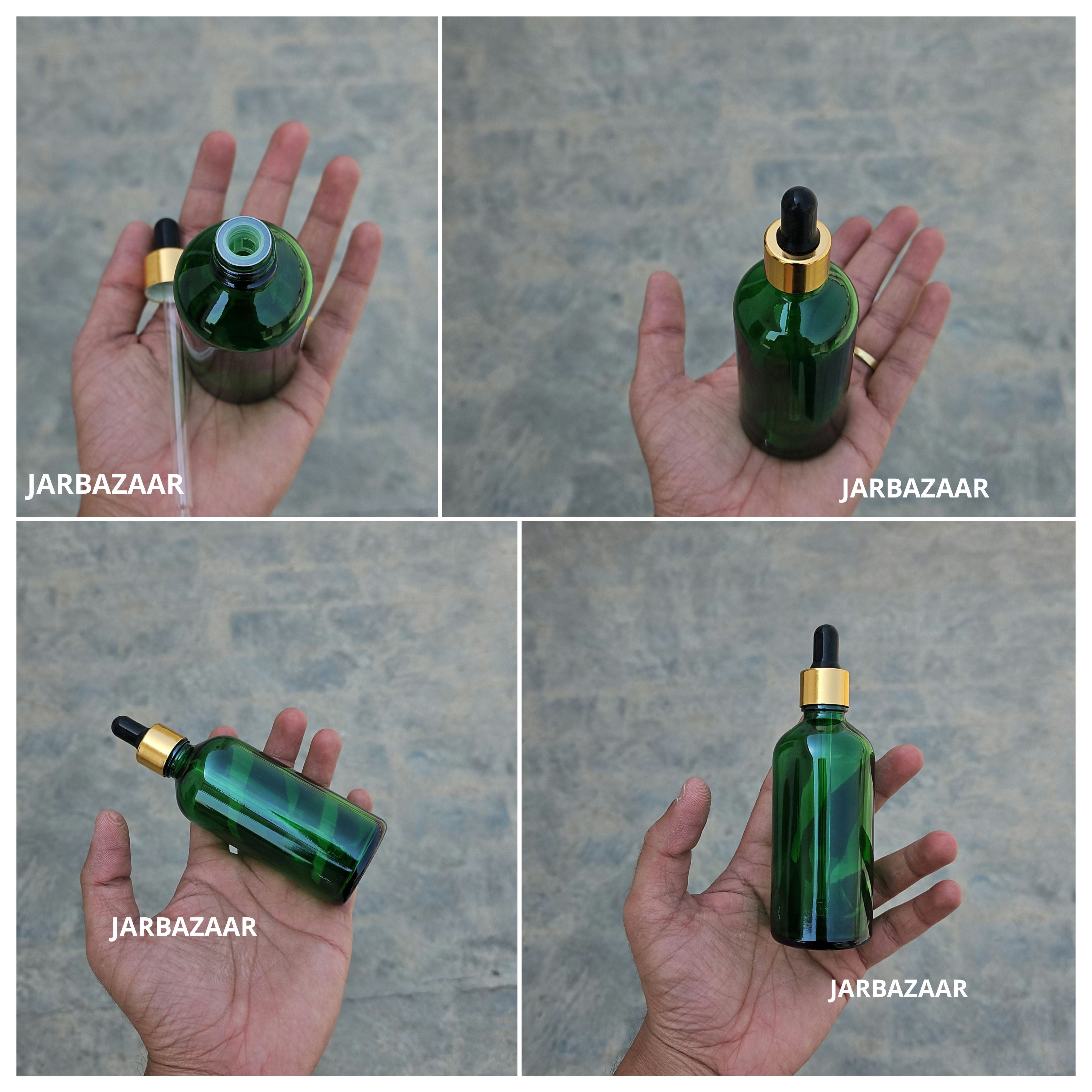 100 ML Green Glass Dropper Bottles