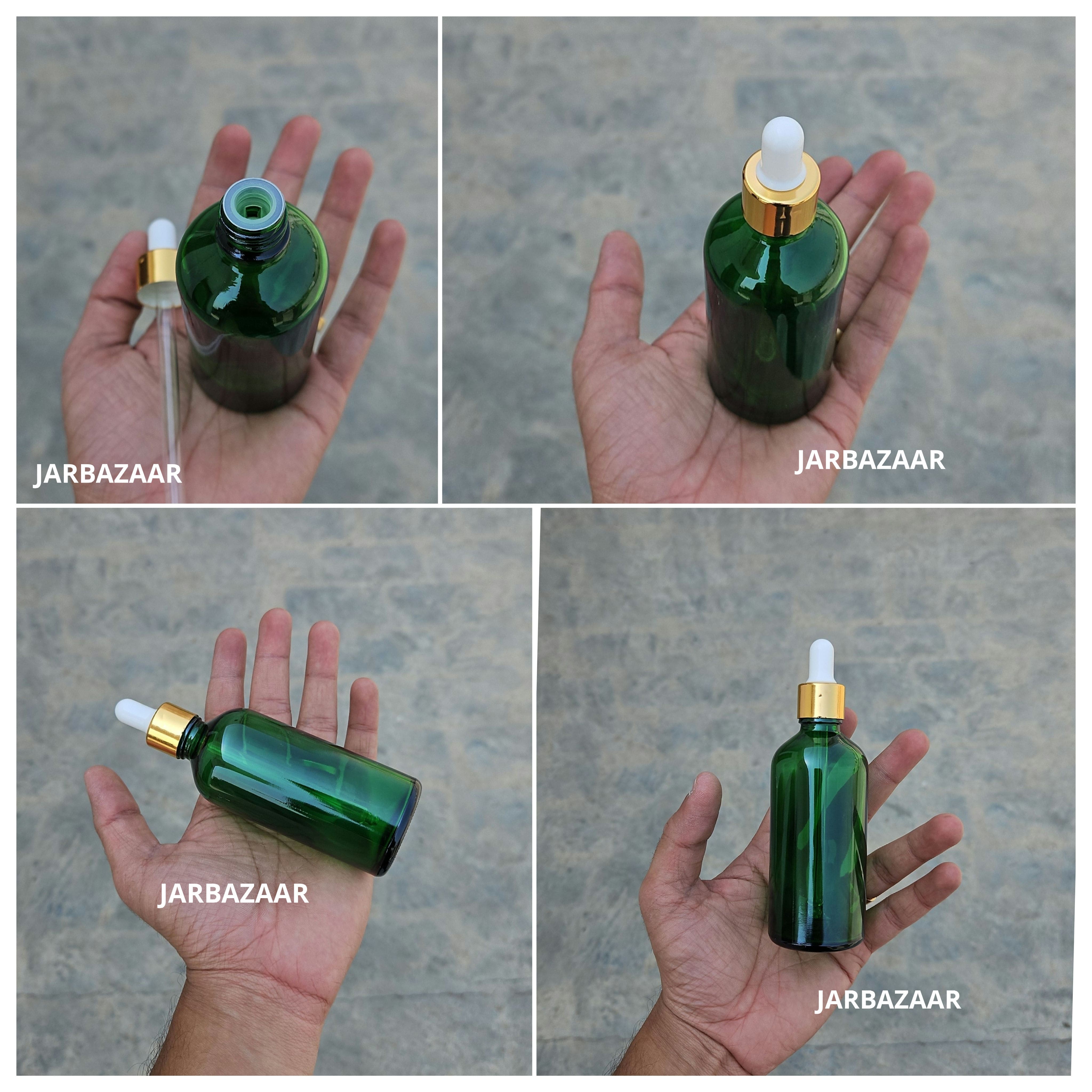 100 ML Green Glass Dropper Bottles