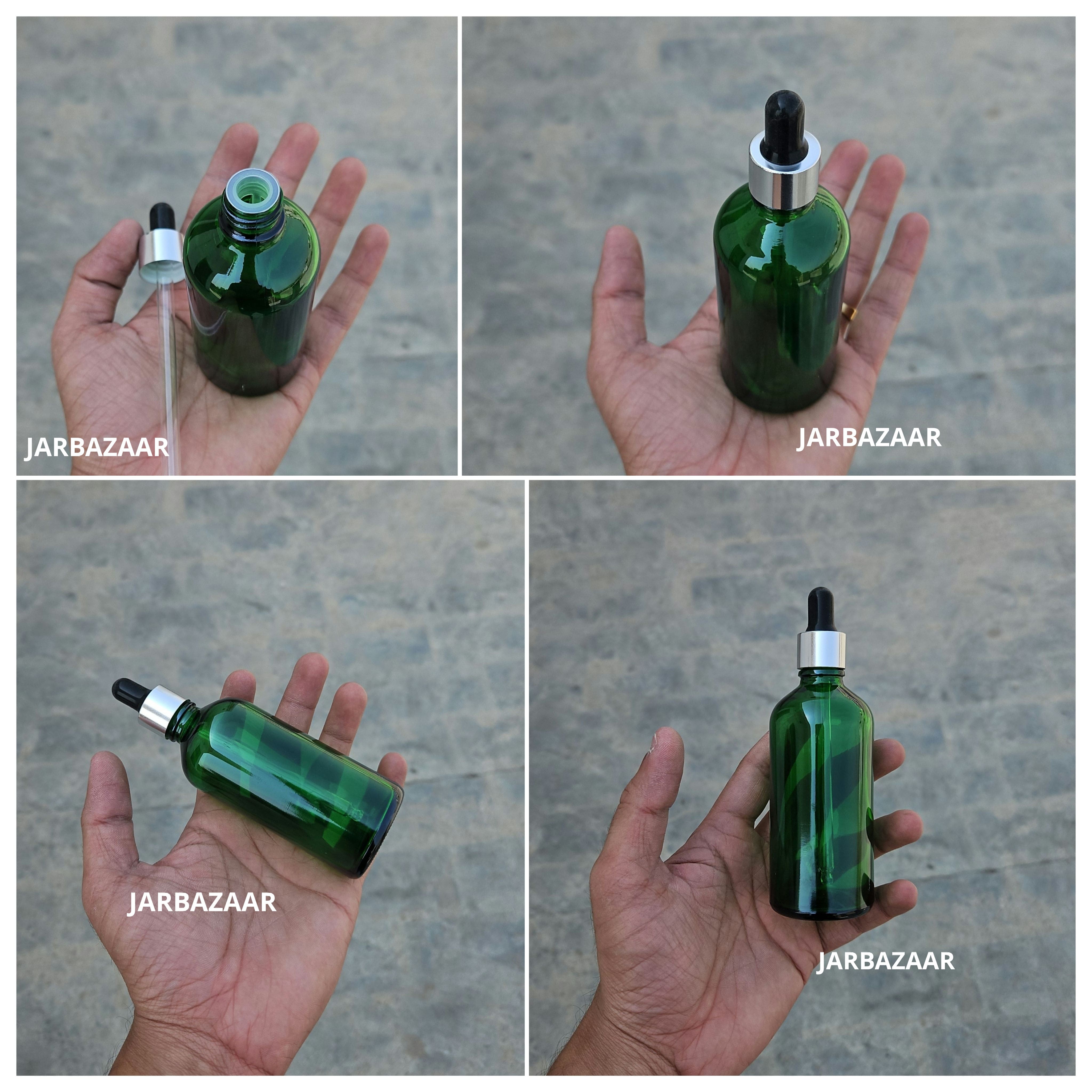 100 ML Green Glass Dropper Bottles