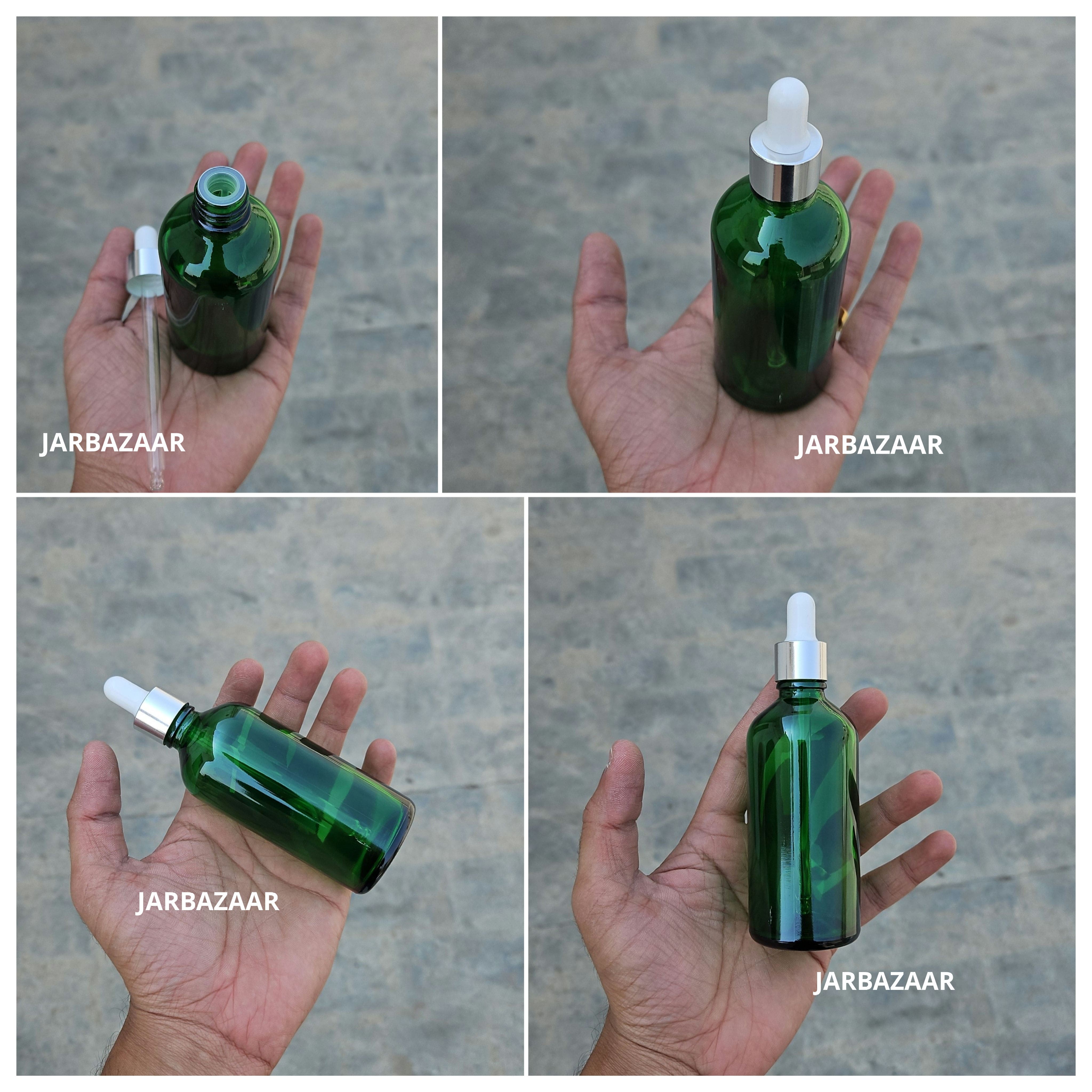100 ML Green Glass Dropper Bottles