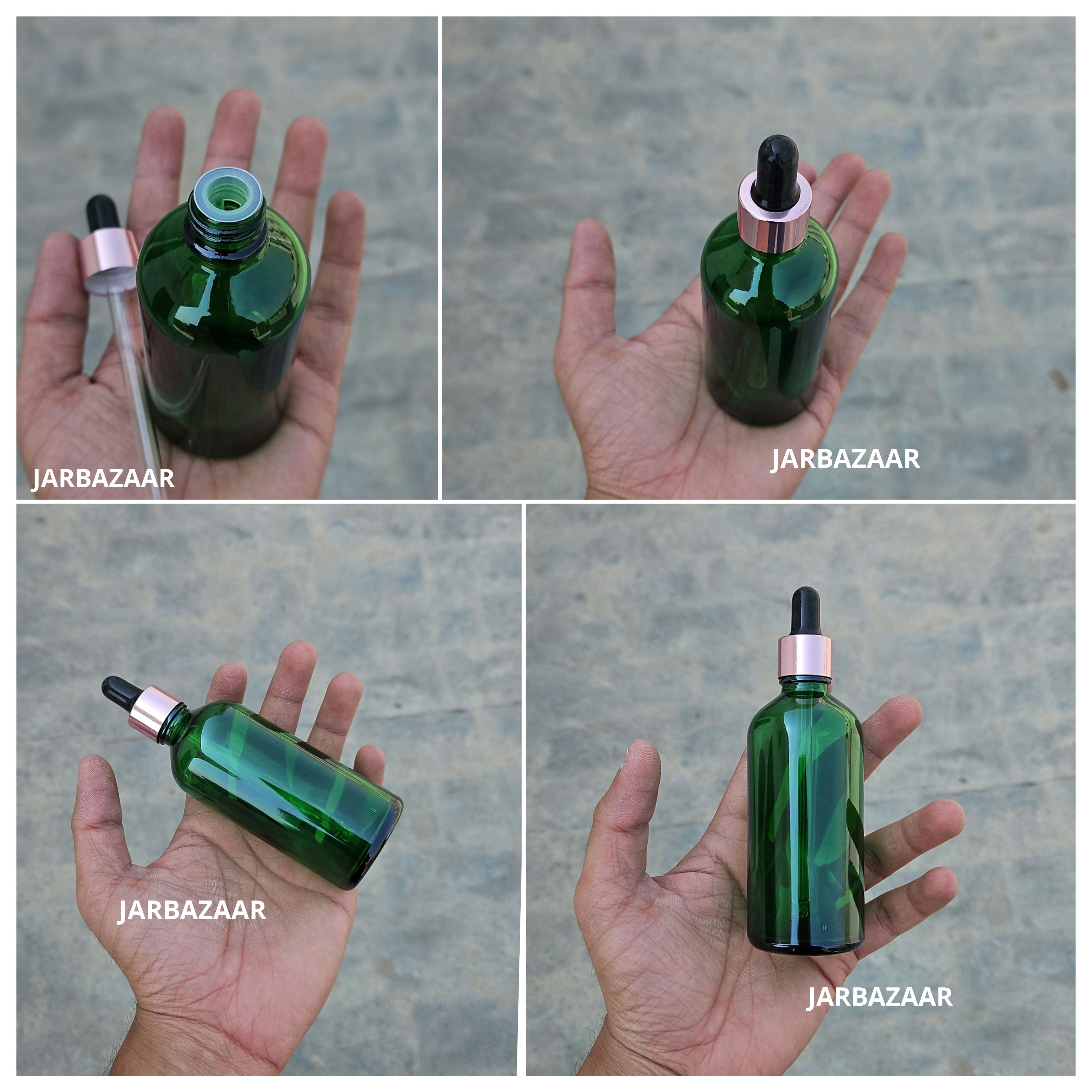 100 ML Green Glass Dropper Bottles