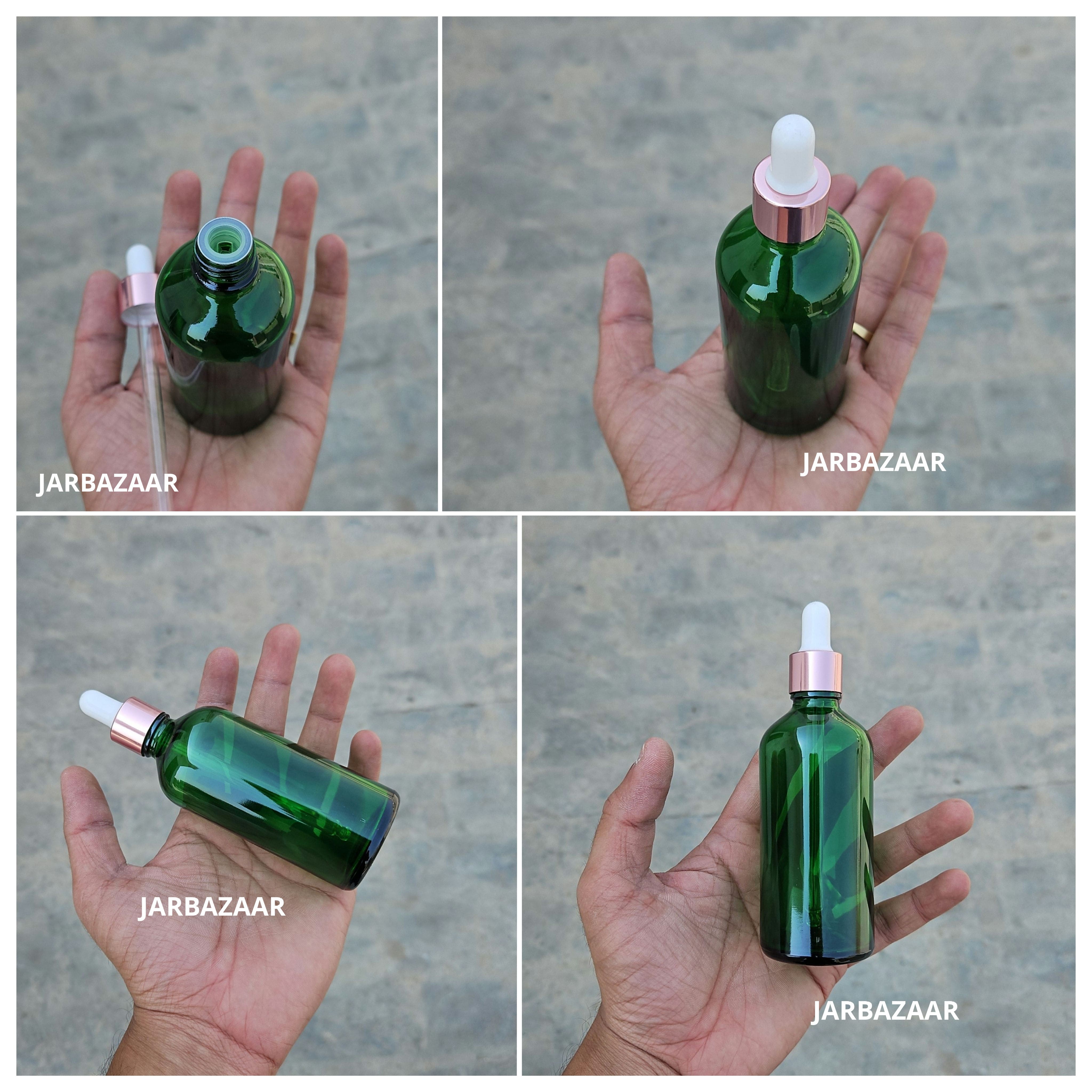 100 ML Green Glass Dropper Bottles