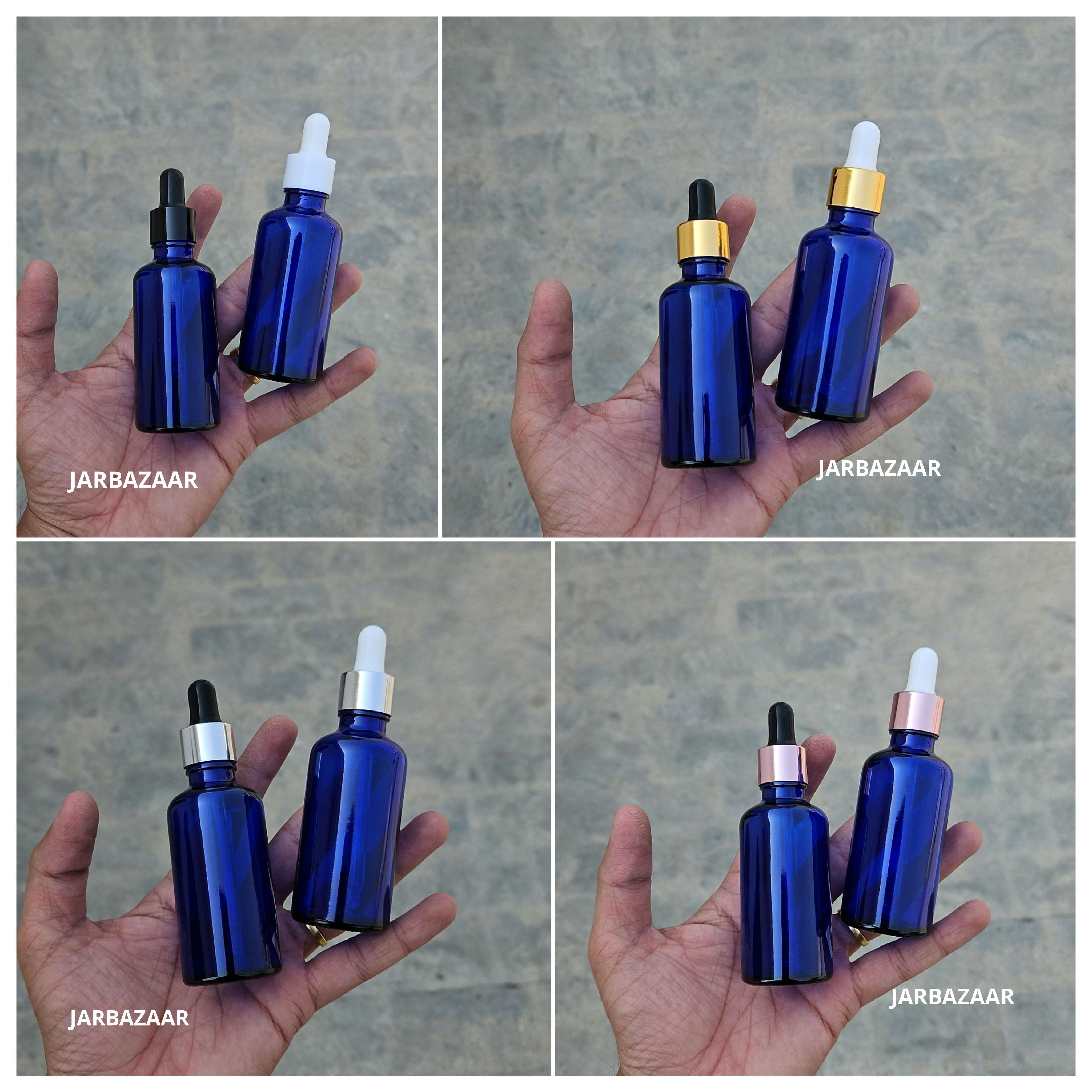 50 ML Blue Glass Dropper Bottles