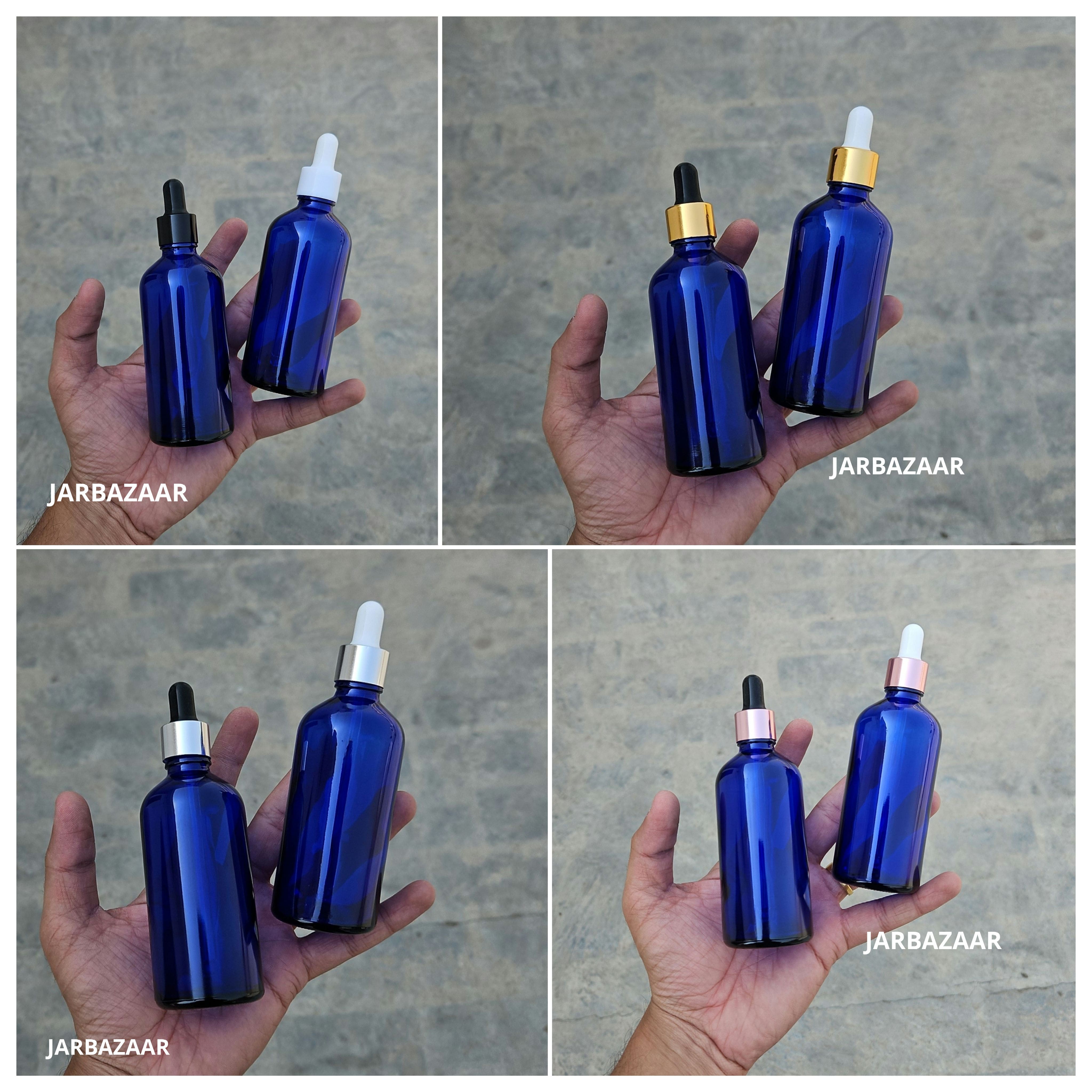100 ML Blue Glass Dropper Bottles