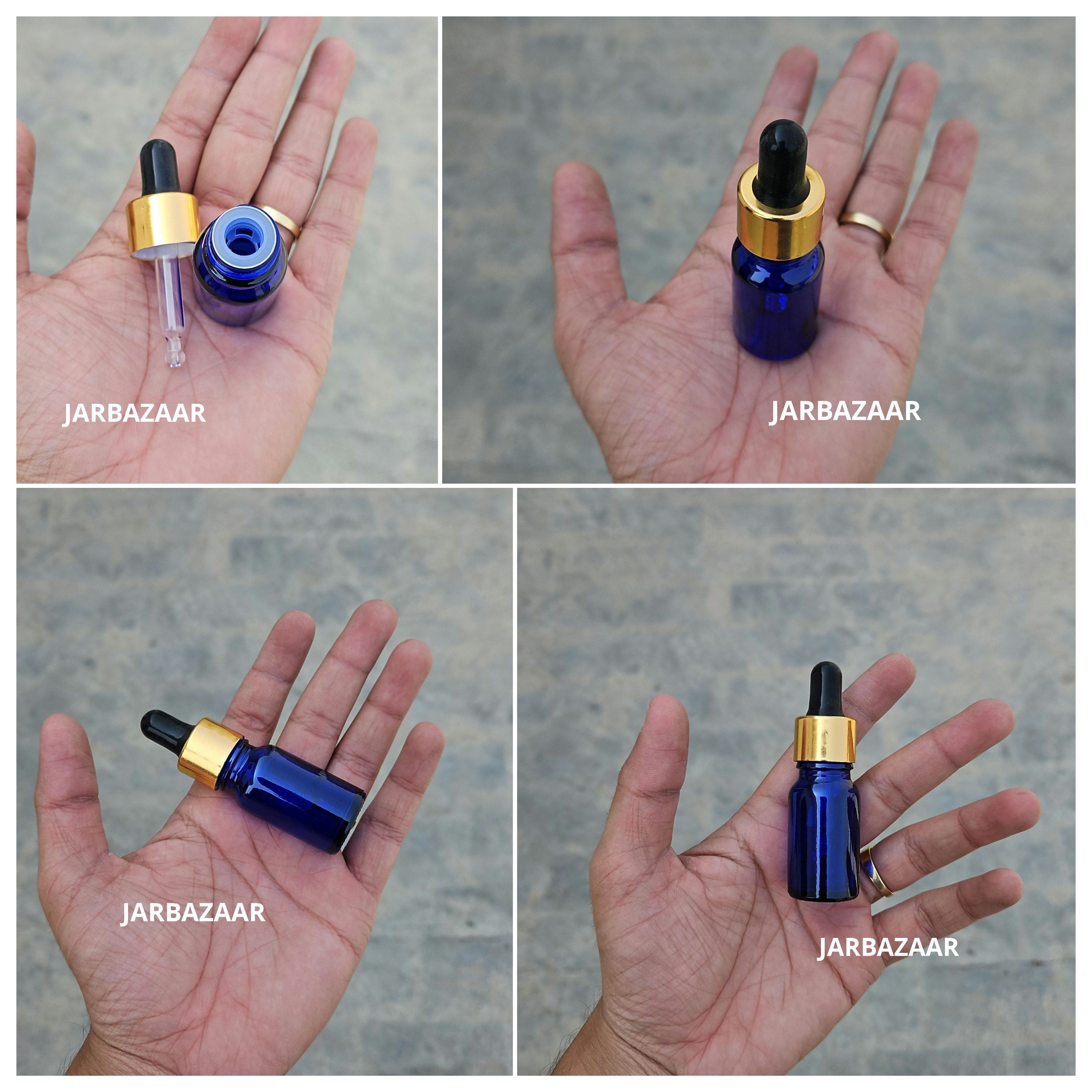10 ML Blue Glass Dropper Bottles