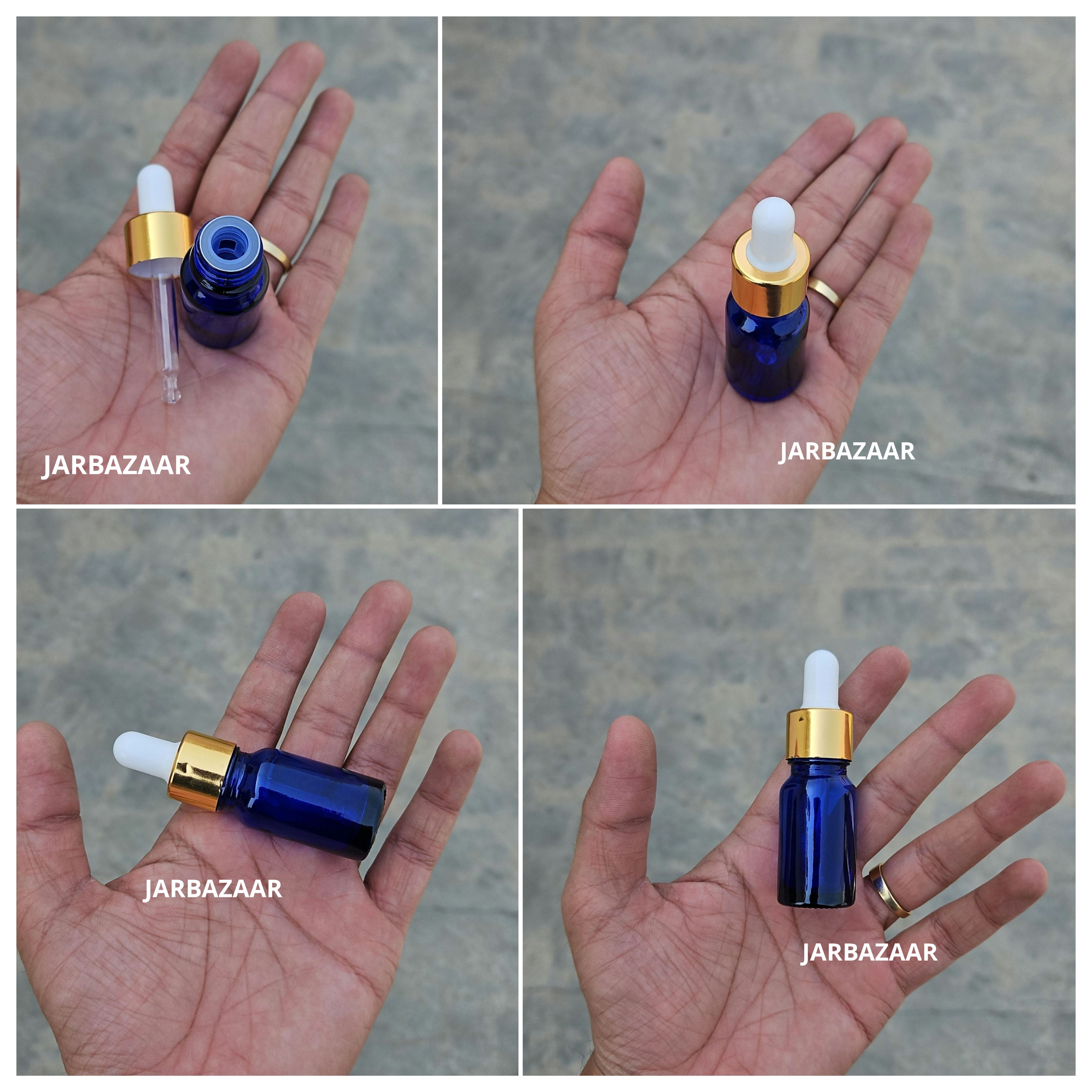 10 ML Blue Glass Dropper Bottles