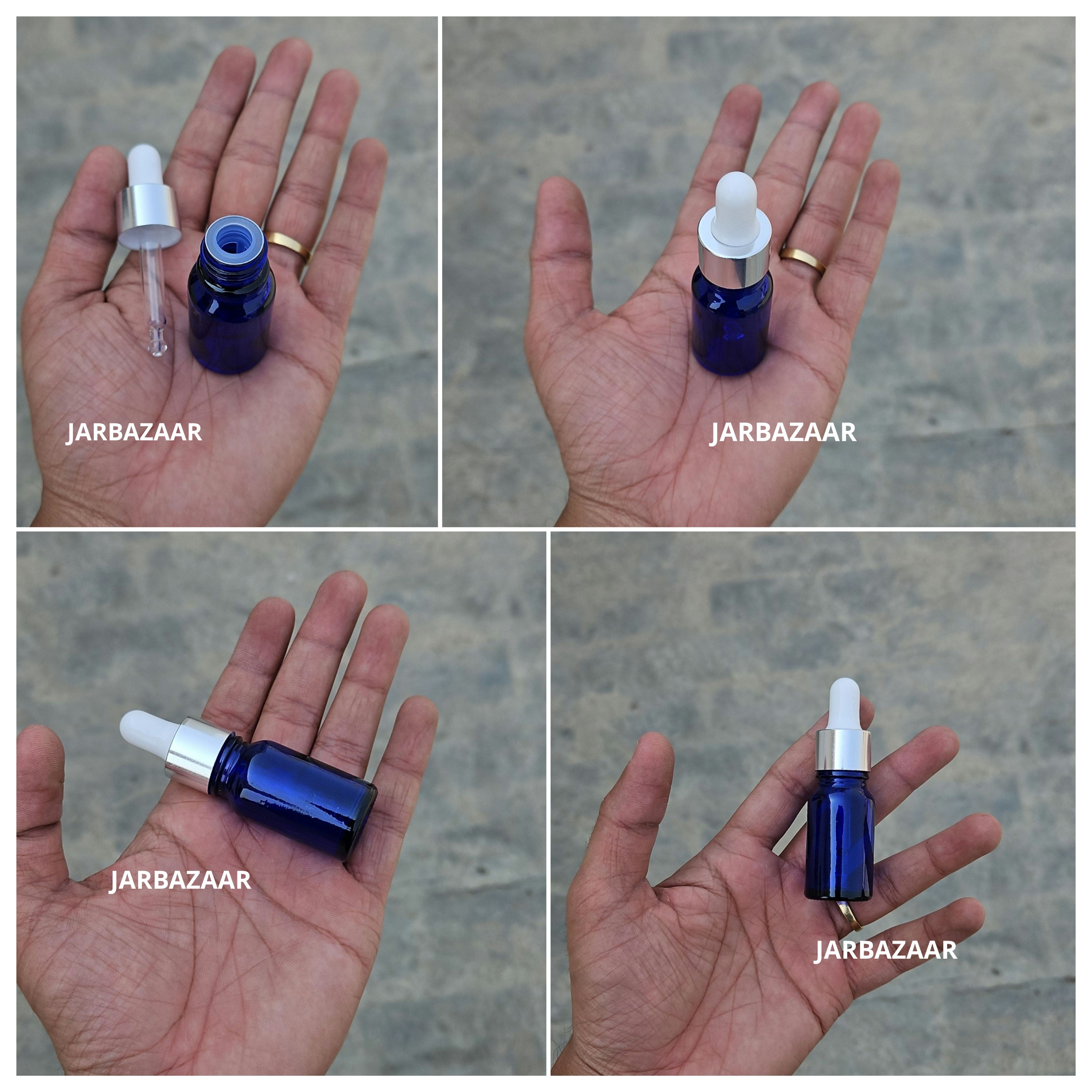 10 ML Blue Glass Dropper Bottles