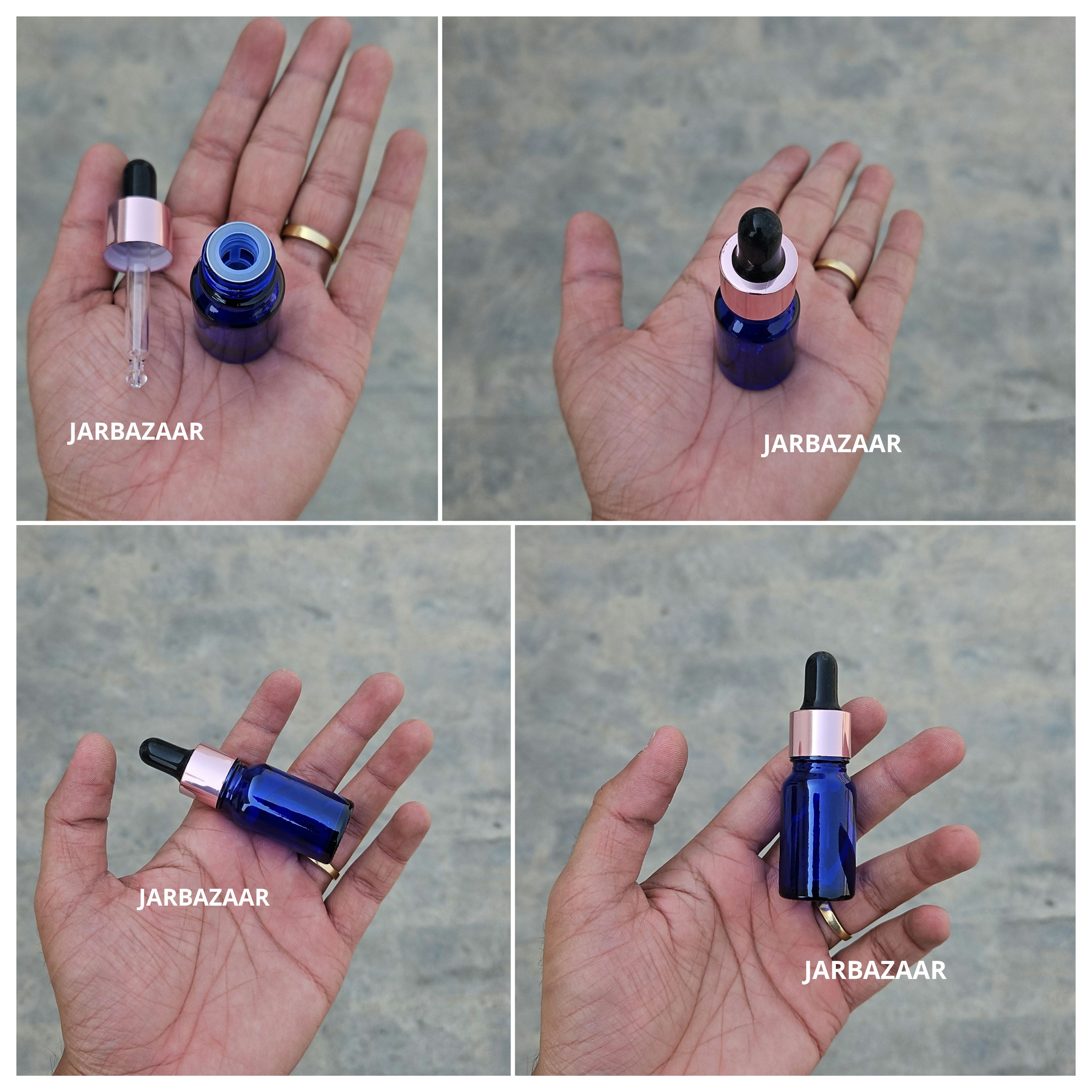 10 ML Blue Glass Dropper Bottles