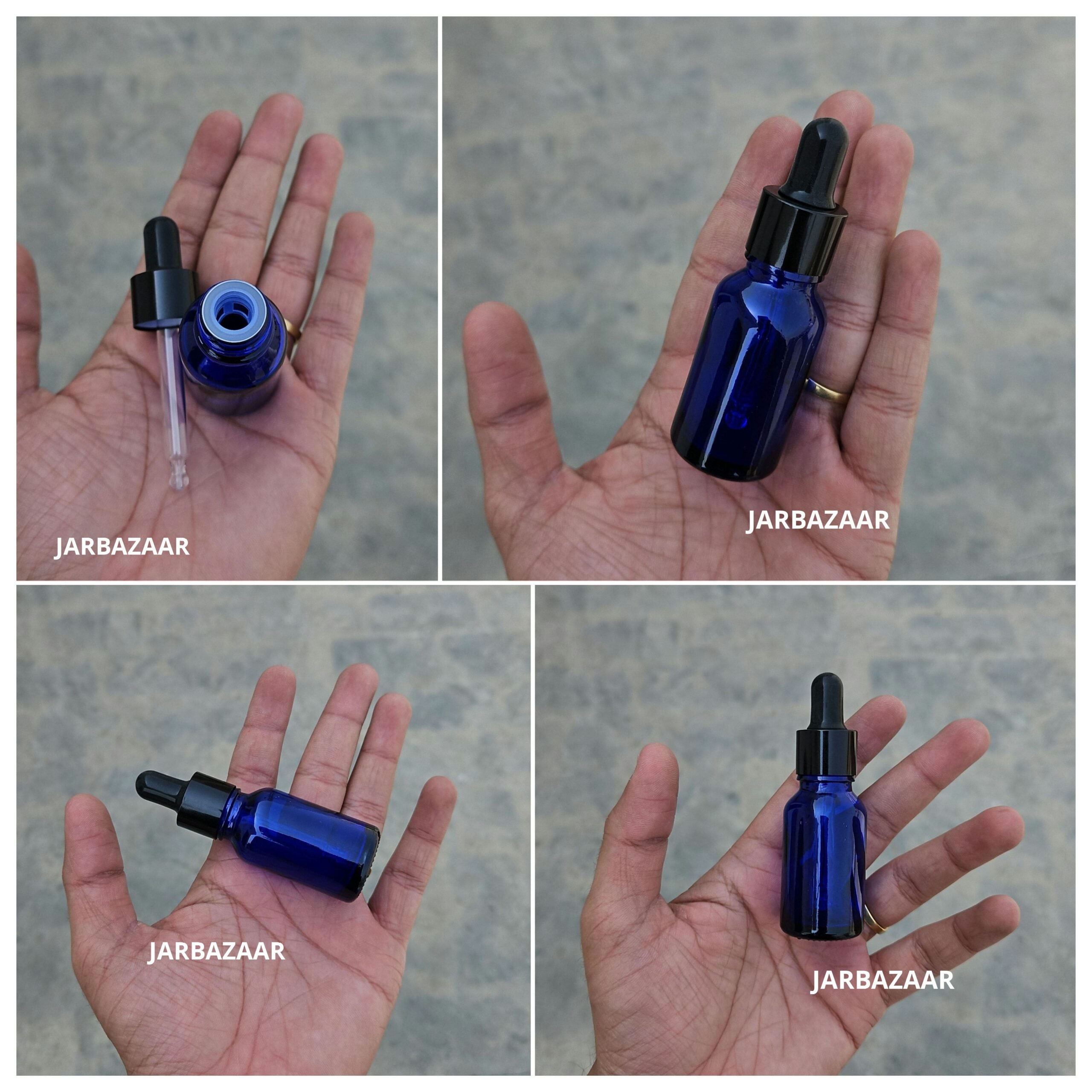 15 ML Blue Glass Dropper Bottles