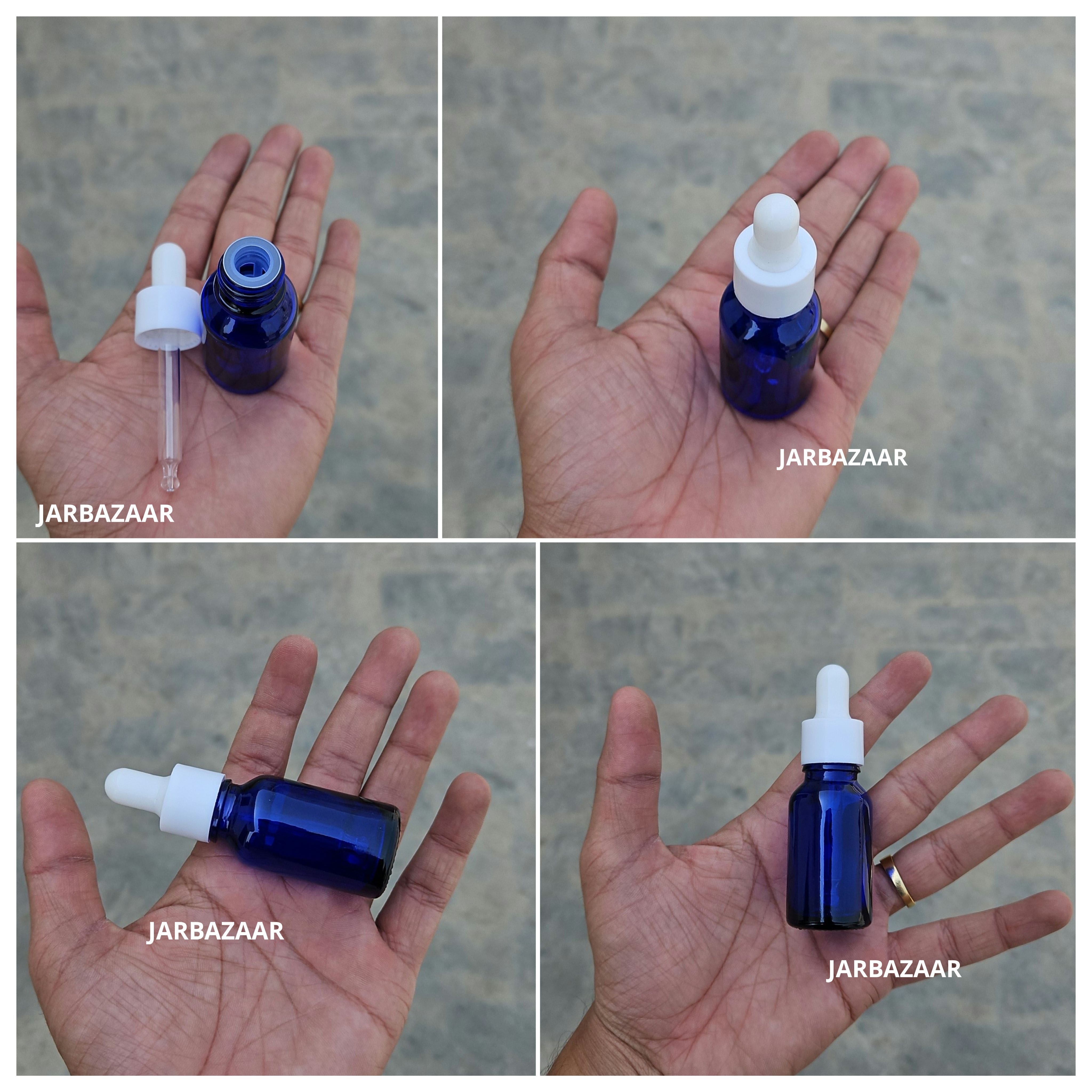15 ML Blue Glass Dropper Bottles